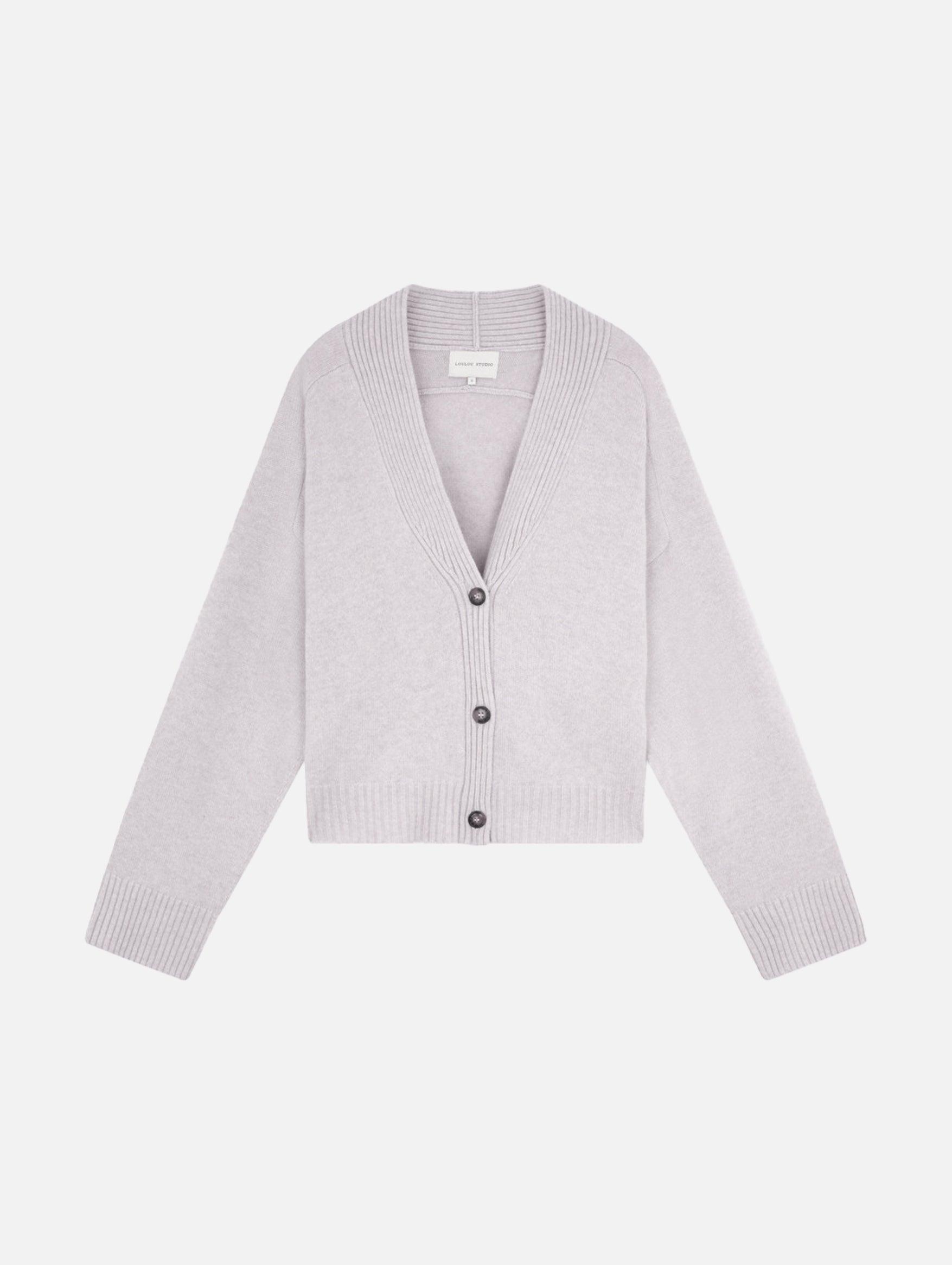 Kaia V Neck Cashmere Cardigan in Oat Melange