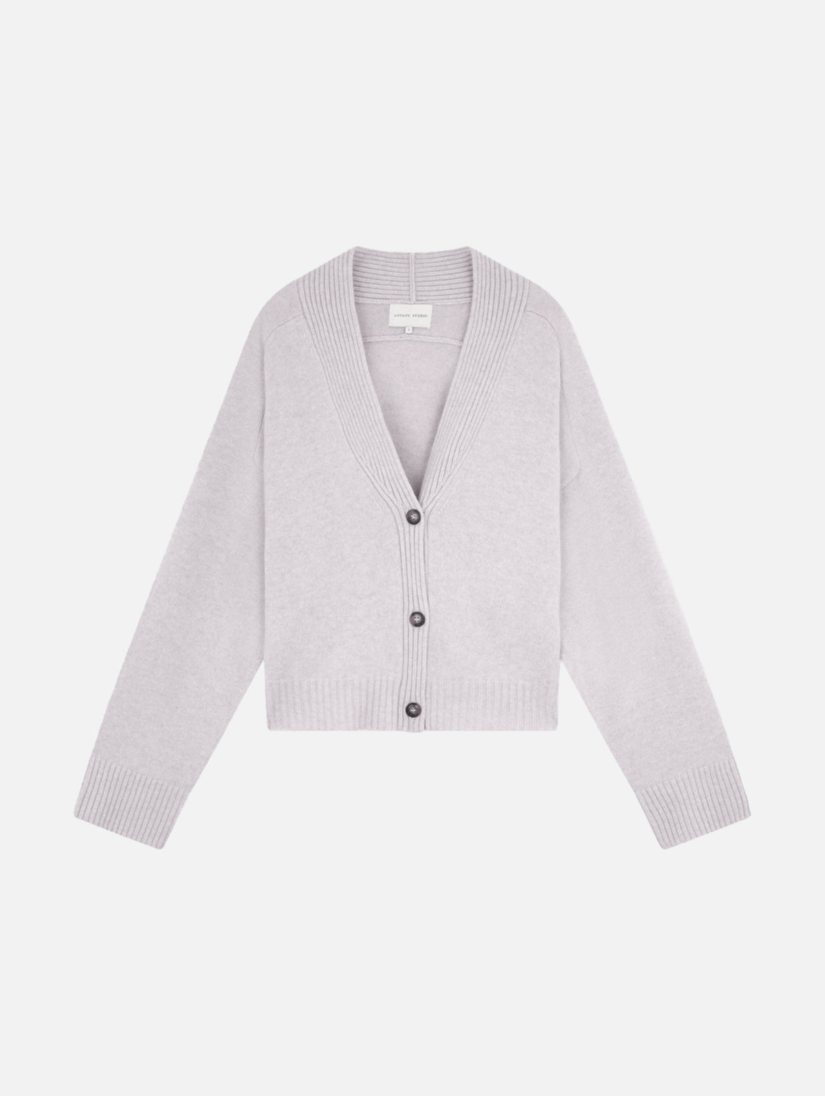 Kaia V Neck Cashmere Cardigan in Oat Melange