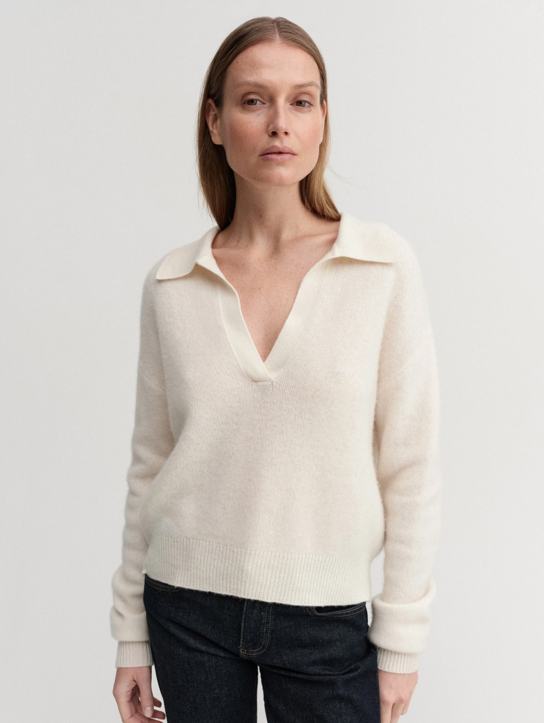 Kaia Collar Sweater in Cream