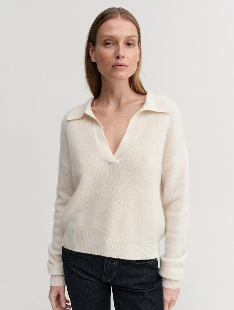Kaia Collar Sweater in Cream