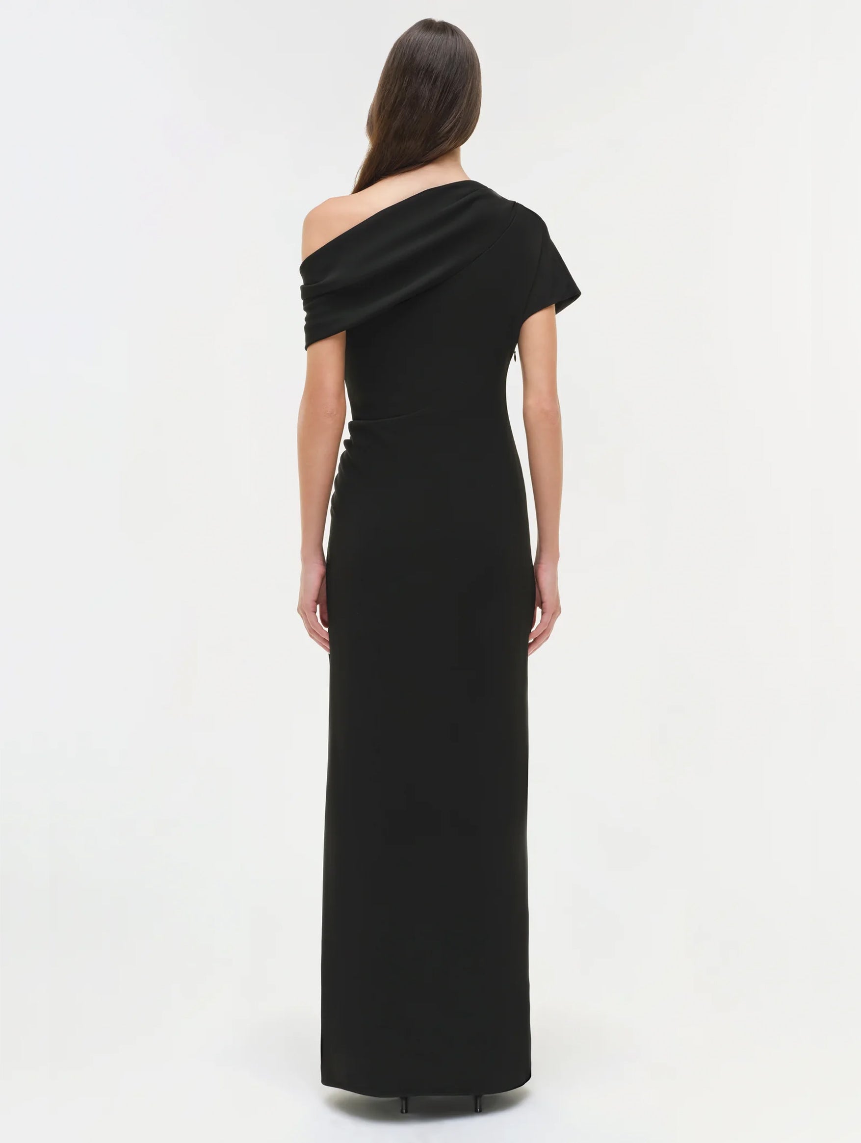 Kally Draped Midi Dress in Black