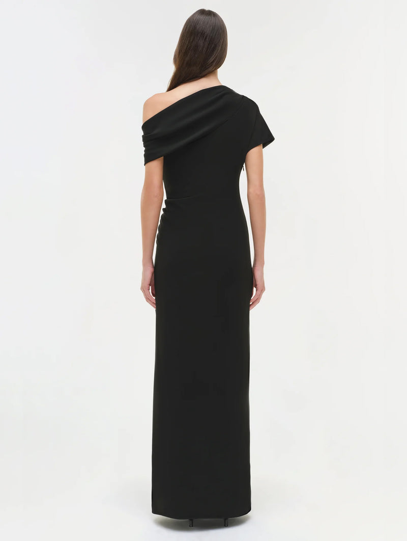 Kally Draped Midi Dress in Black