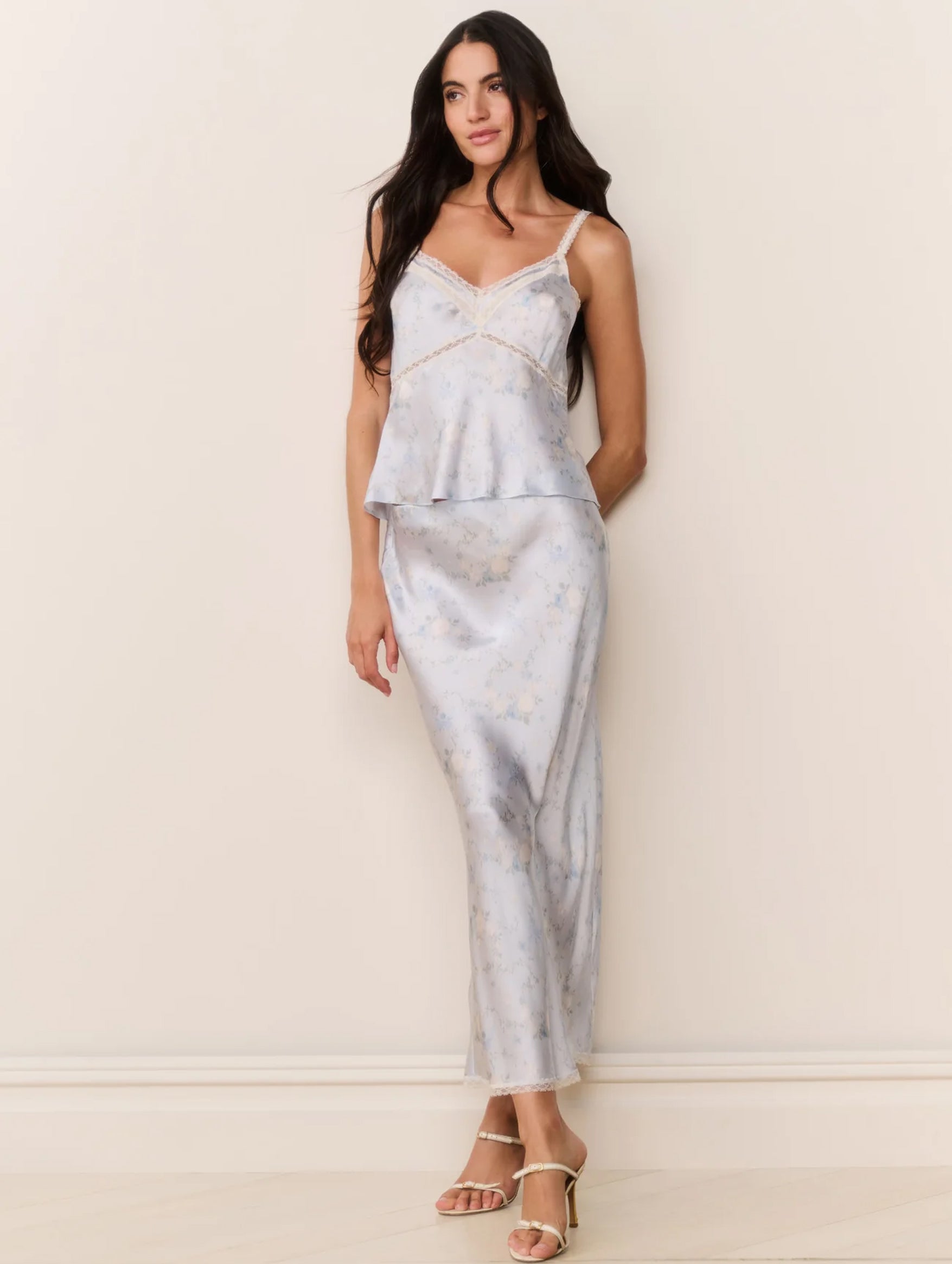 Kalo Silk Skirt in Snowdrop Blue