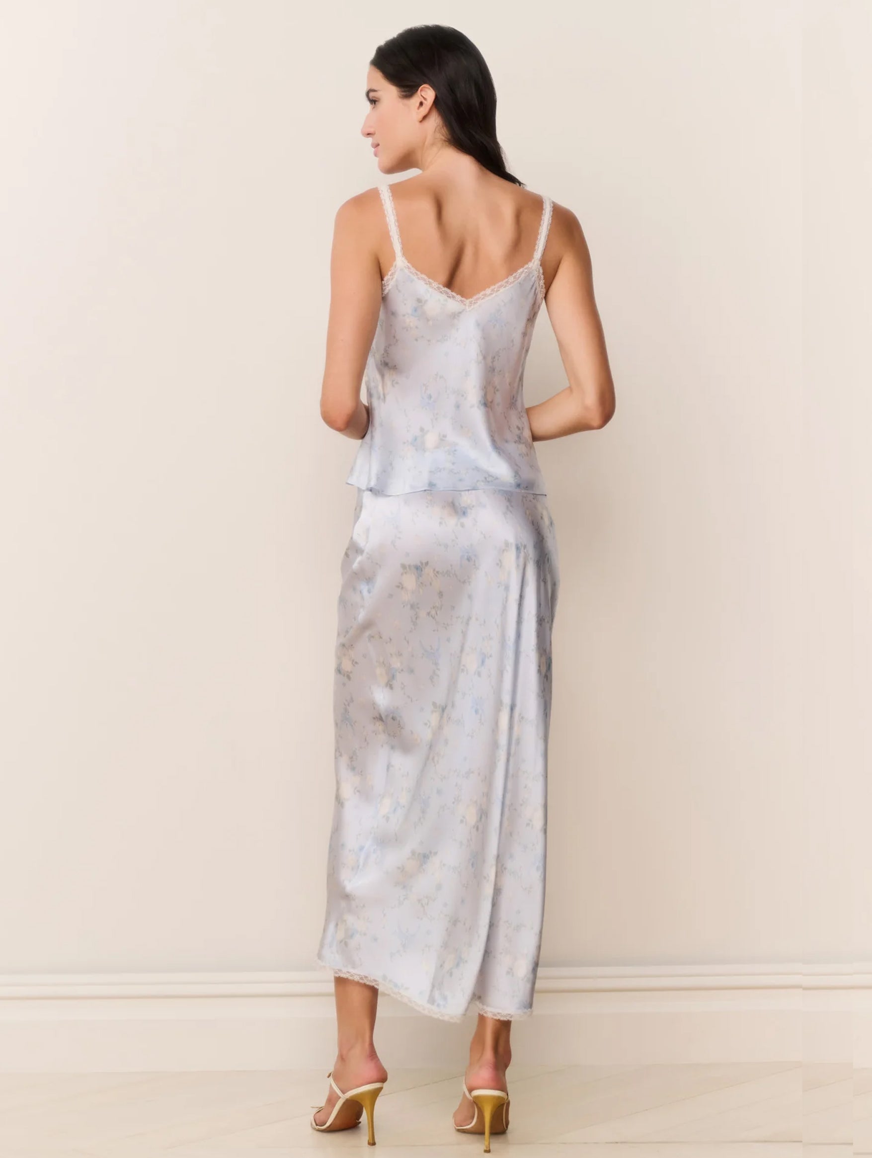 Kalo Silk Skirt in Snowdrop Blue