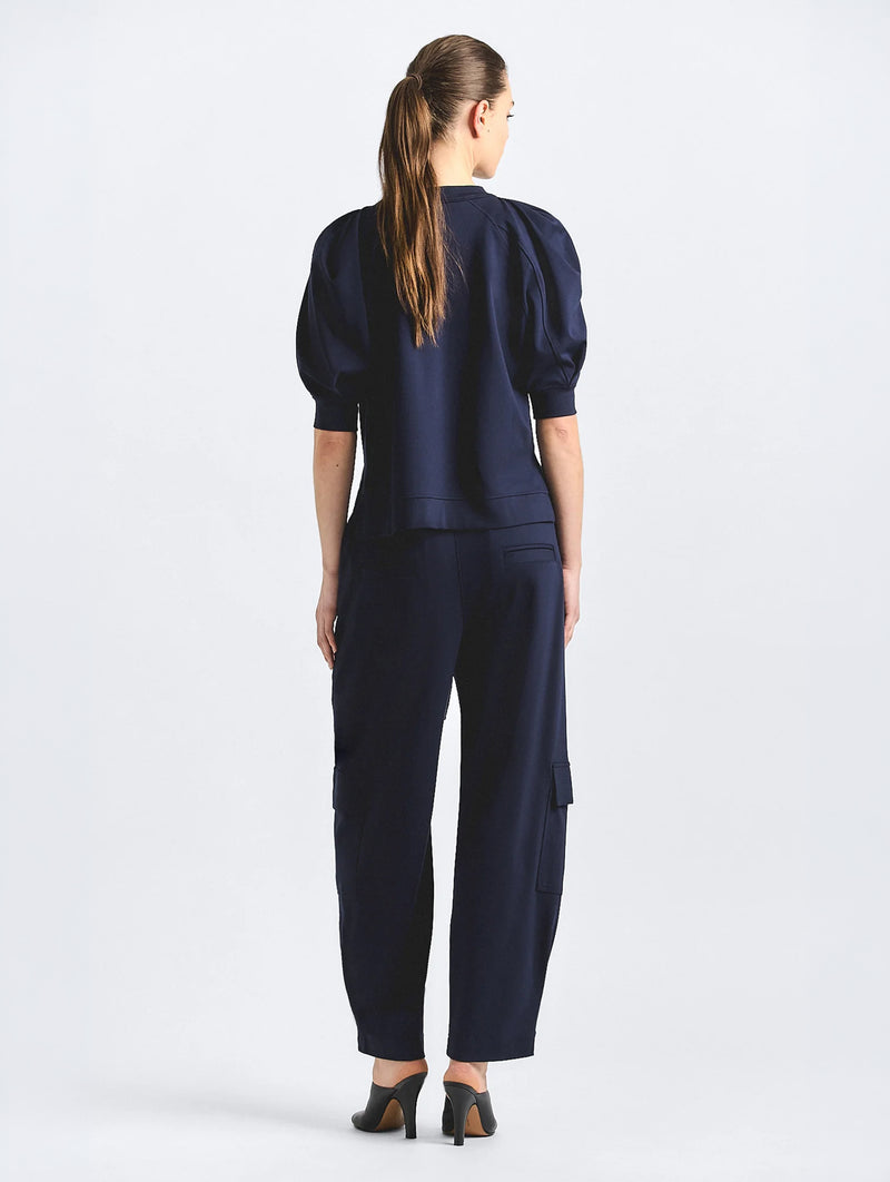 Kamaria Double Jersey Pull On Cargo Pant in Navy