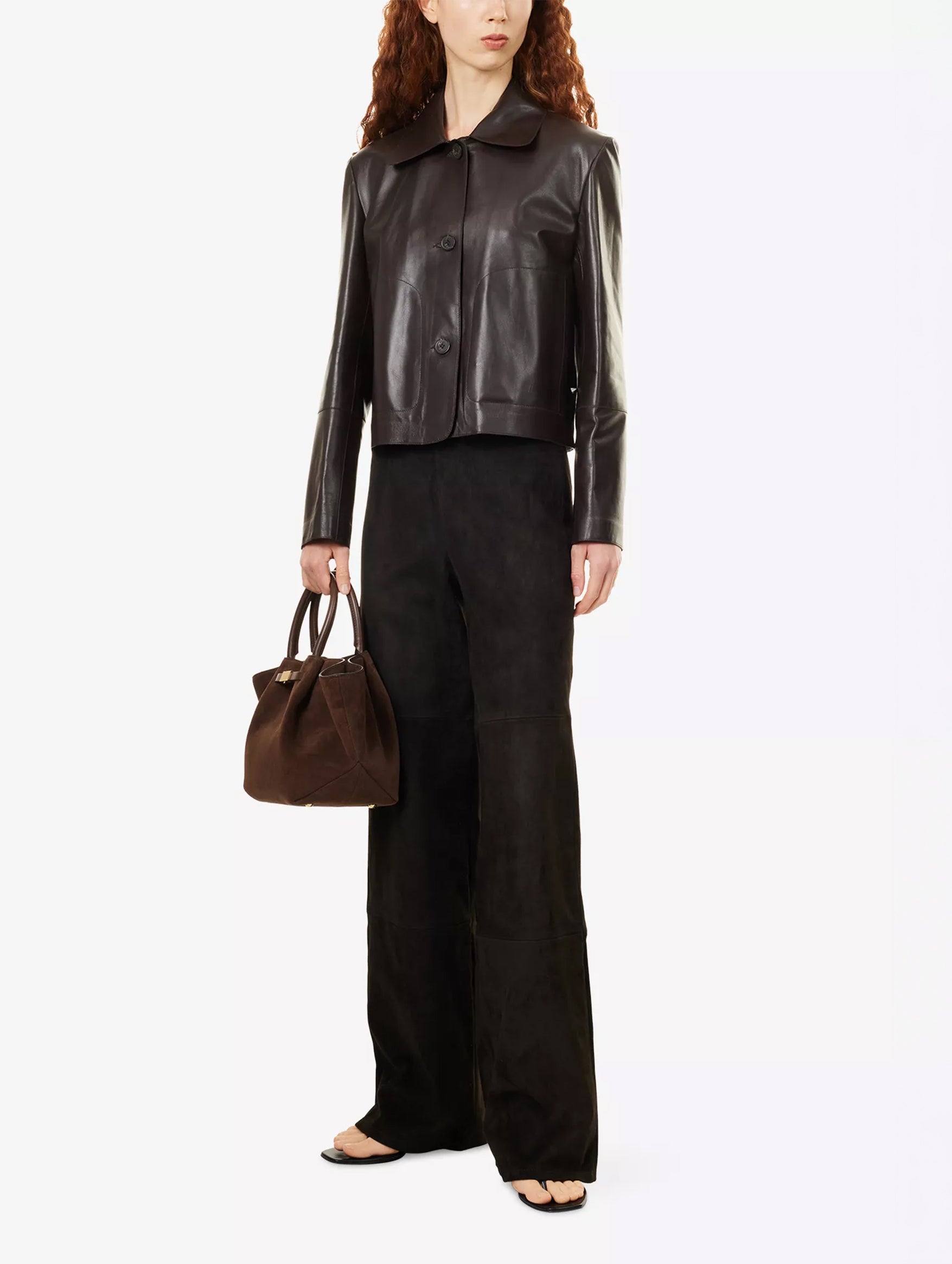 Karina Stretch Suede Trousers in Iron