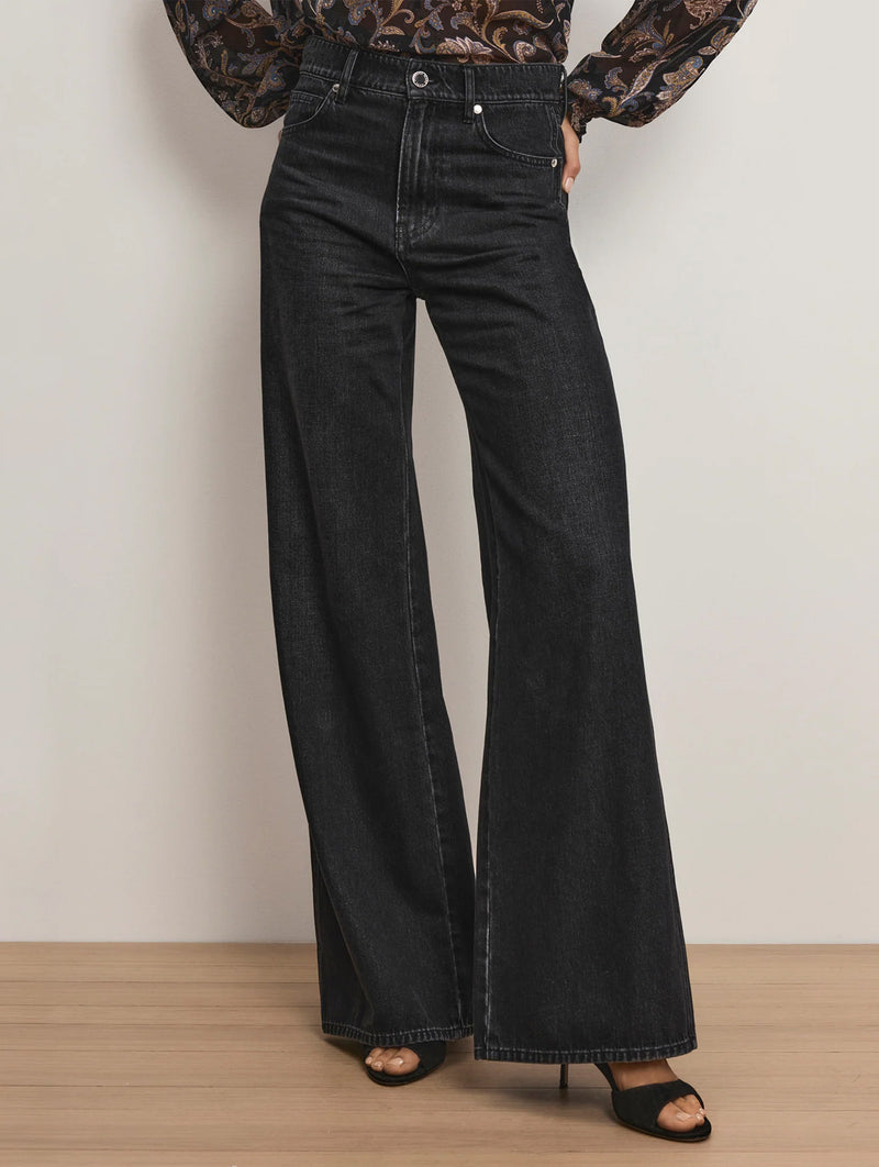 Kasey Wide Leg Jean in Washed Onyx