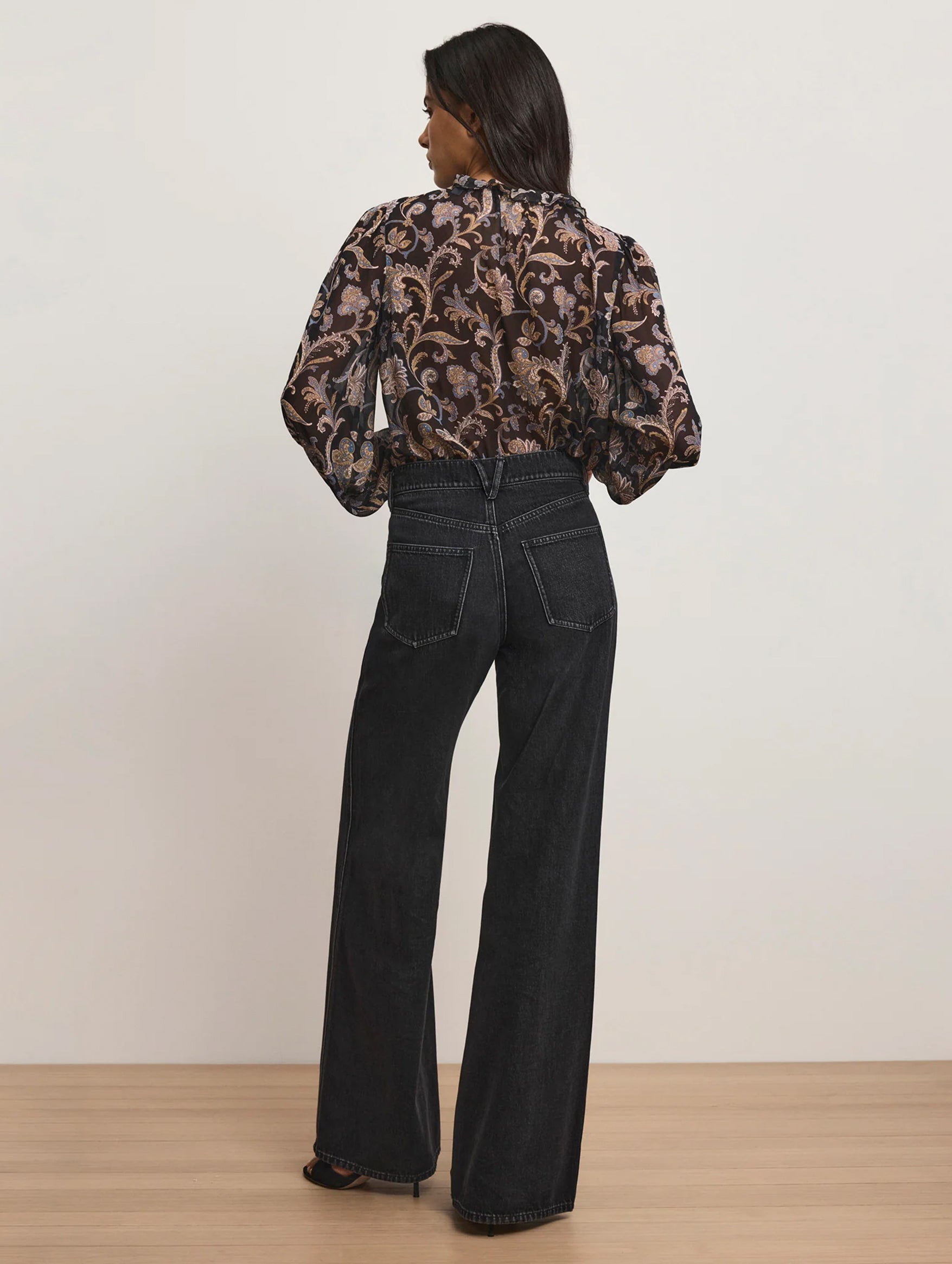Kasey Wide Leg Jean in Washed Onyx
