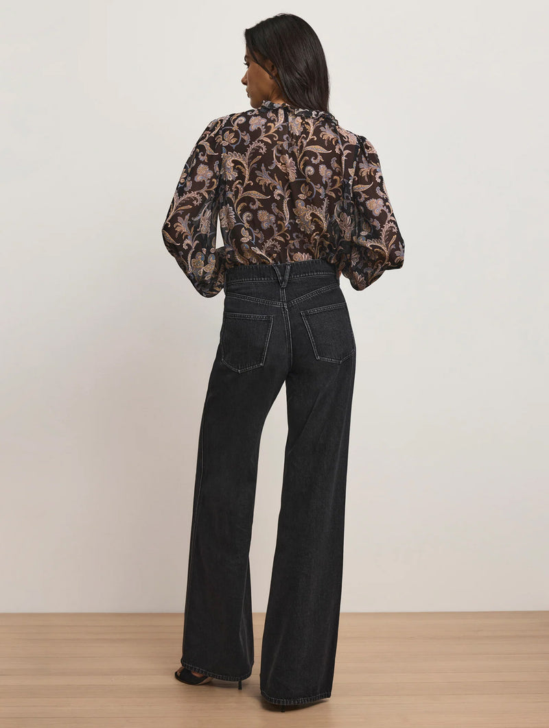 Kasey Wide Leg Jean in Washed Onyx