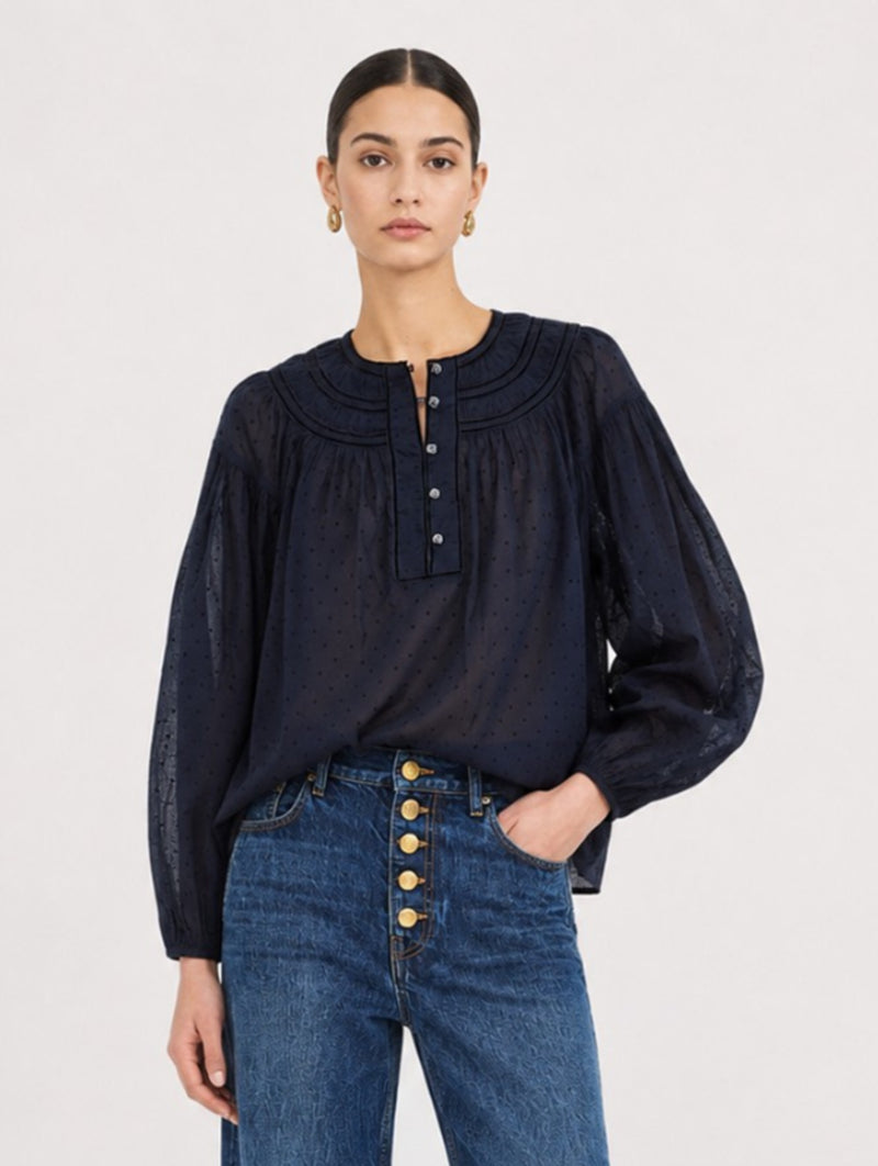 Klara Cotton Blouse in Nightfall