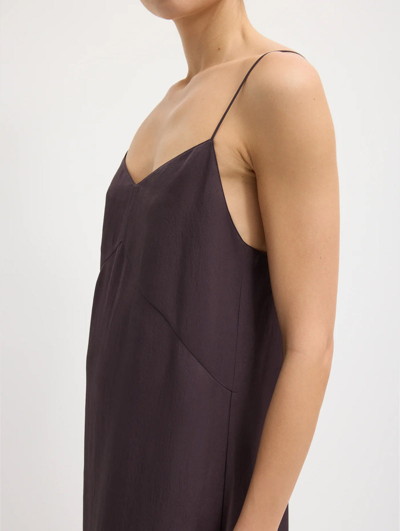 Lace Applique Slip Dress in Brown