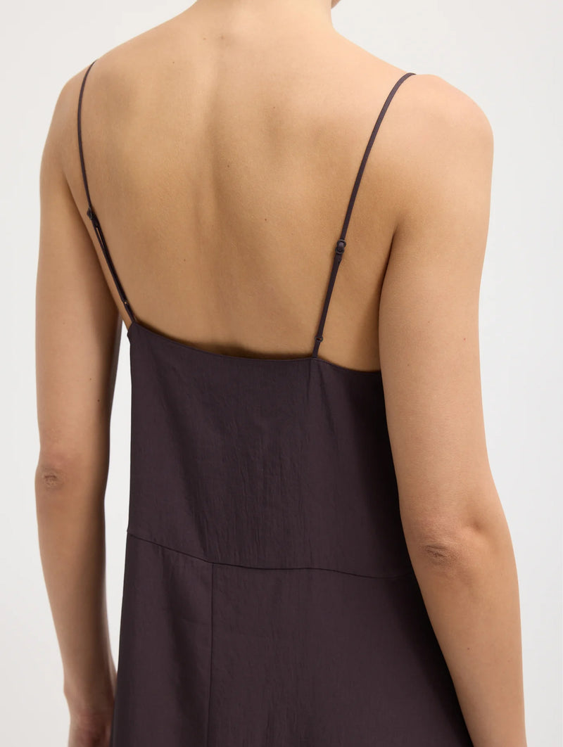 Lace Applique Slip Dress in Brown