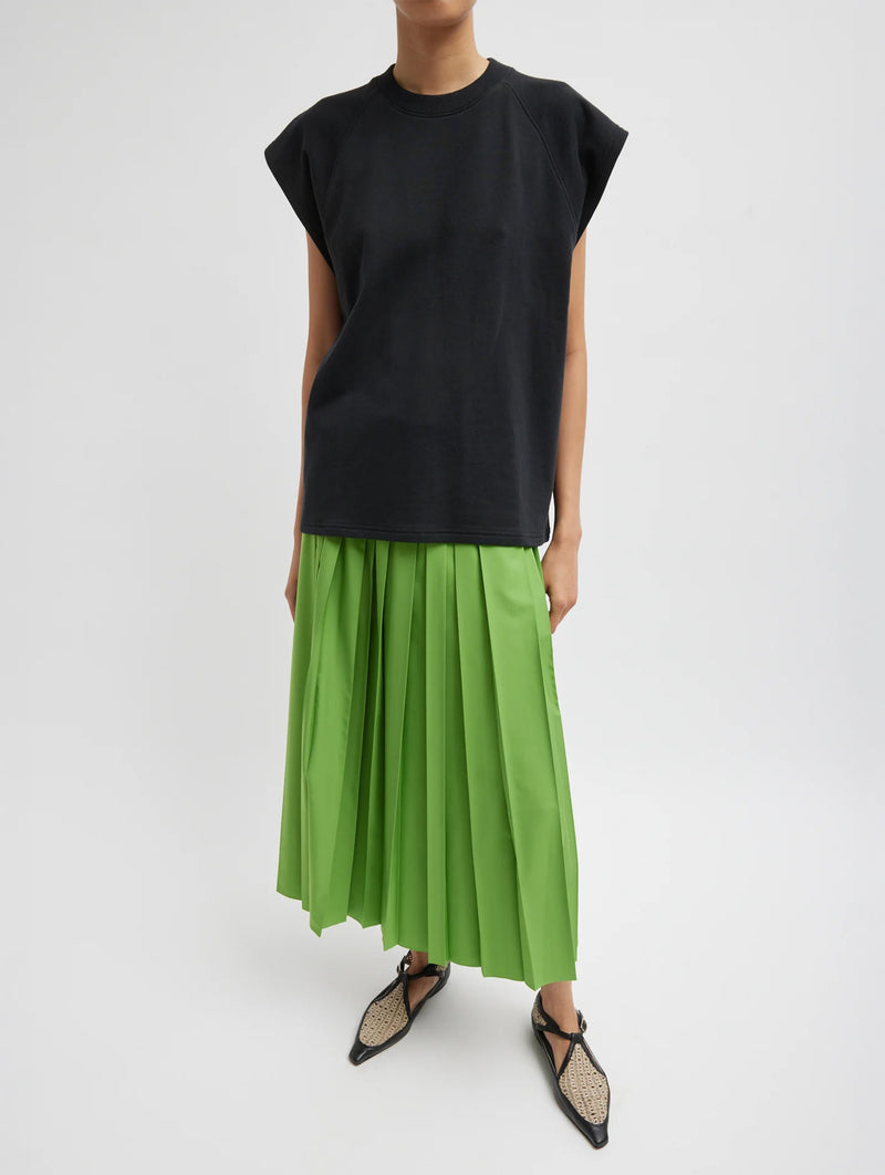 Light Weight Sweatshirting Sleeveless Easy Top in Black