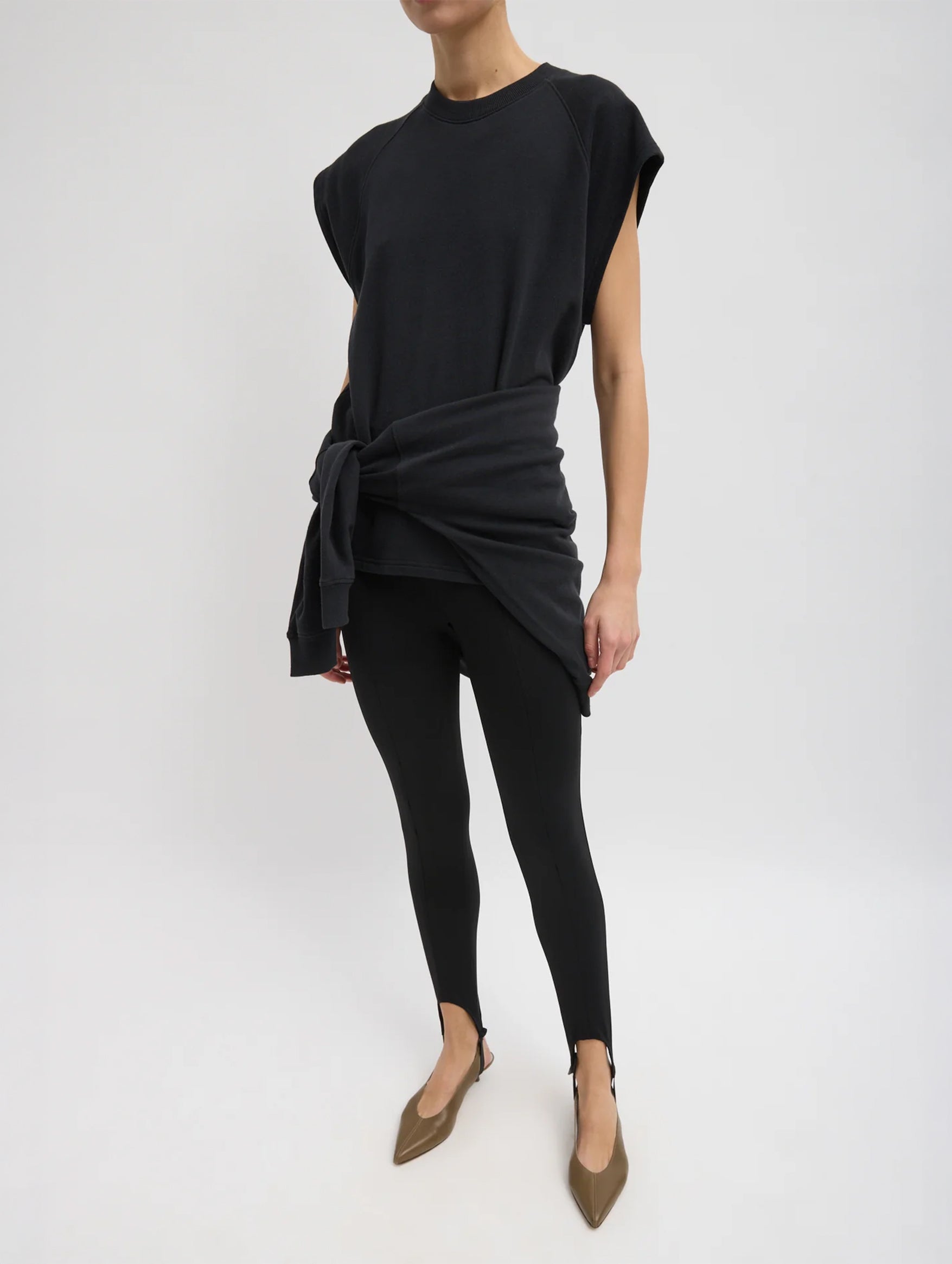 Light Weight Sweatshirting Sleeveless Easy Top in Black