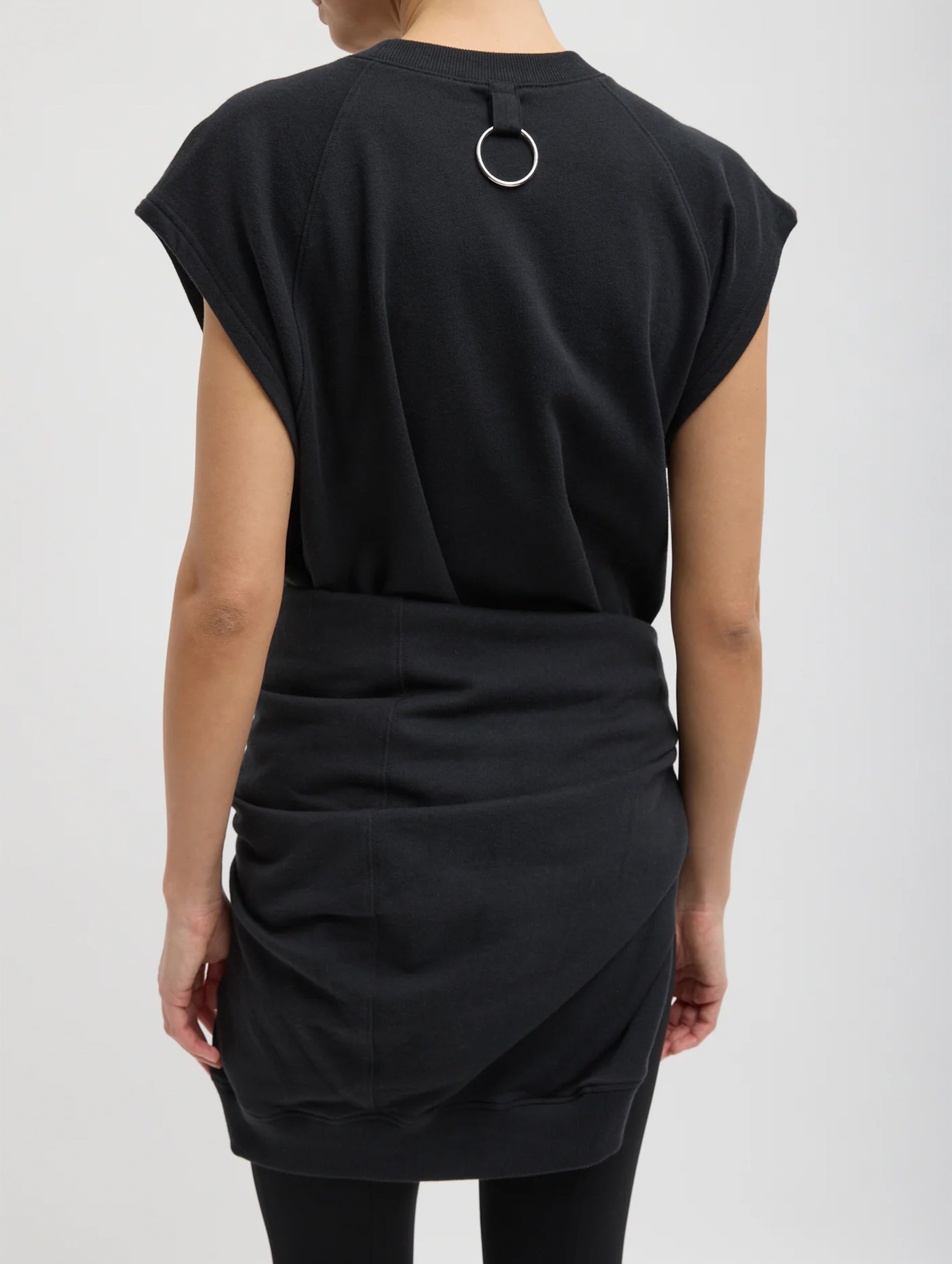 Light Weight Sweatshirting Sleeveless Easy Top in Black