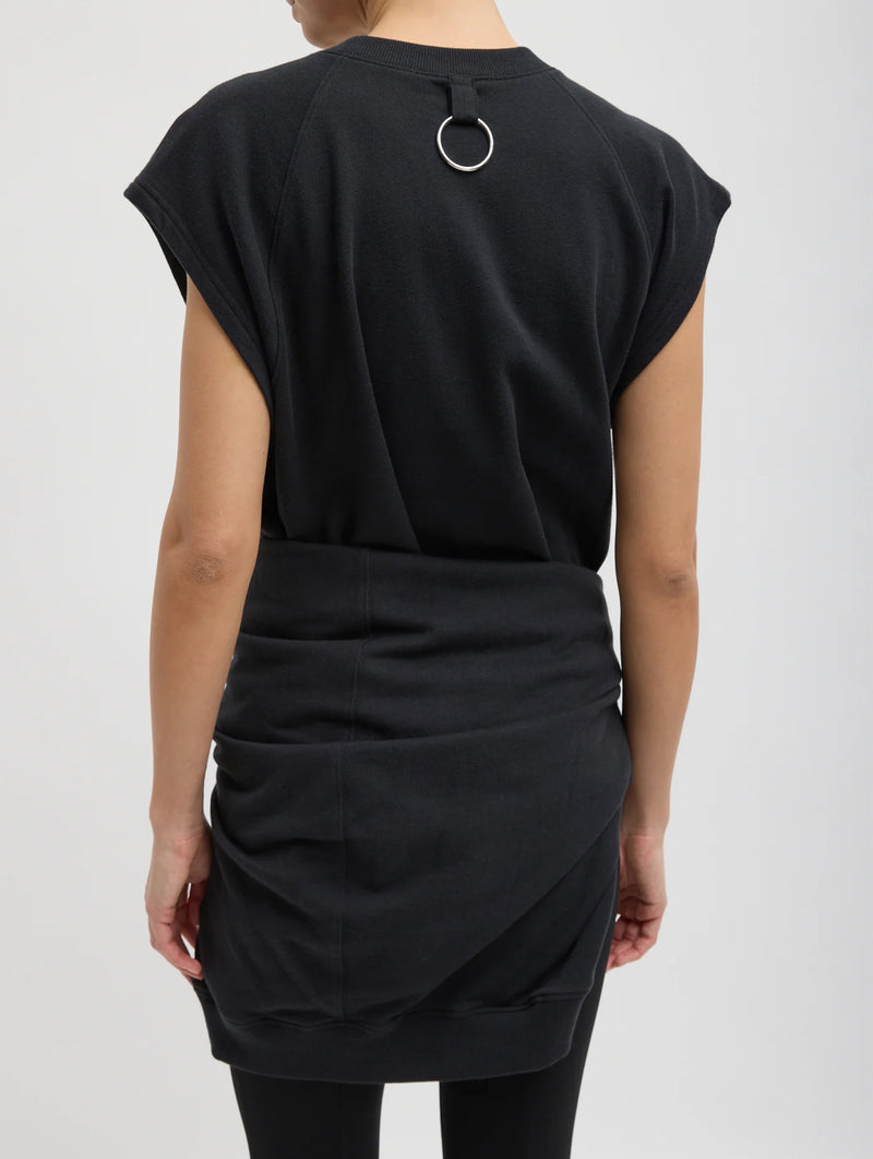 Light Weight Sweatshirting Sleeveless Easy Top in Black