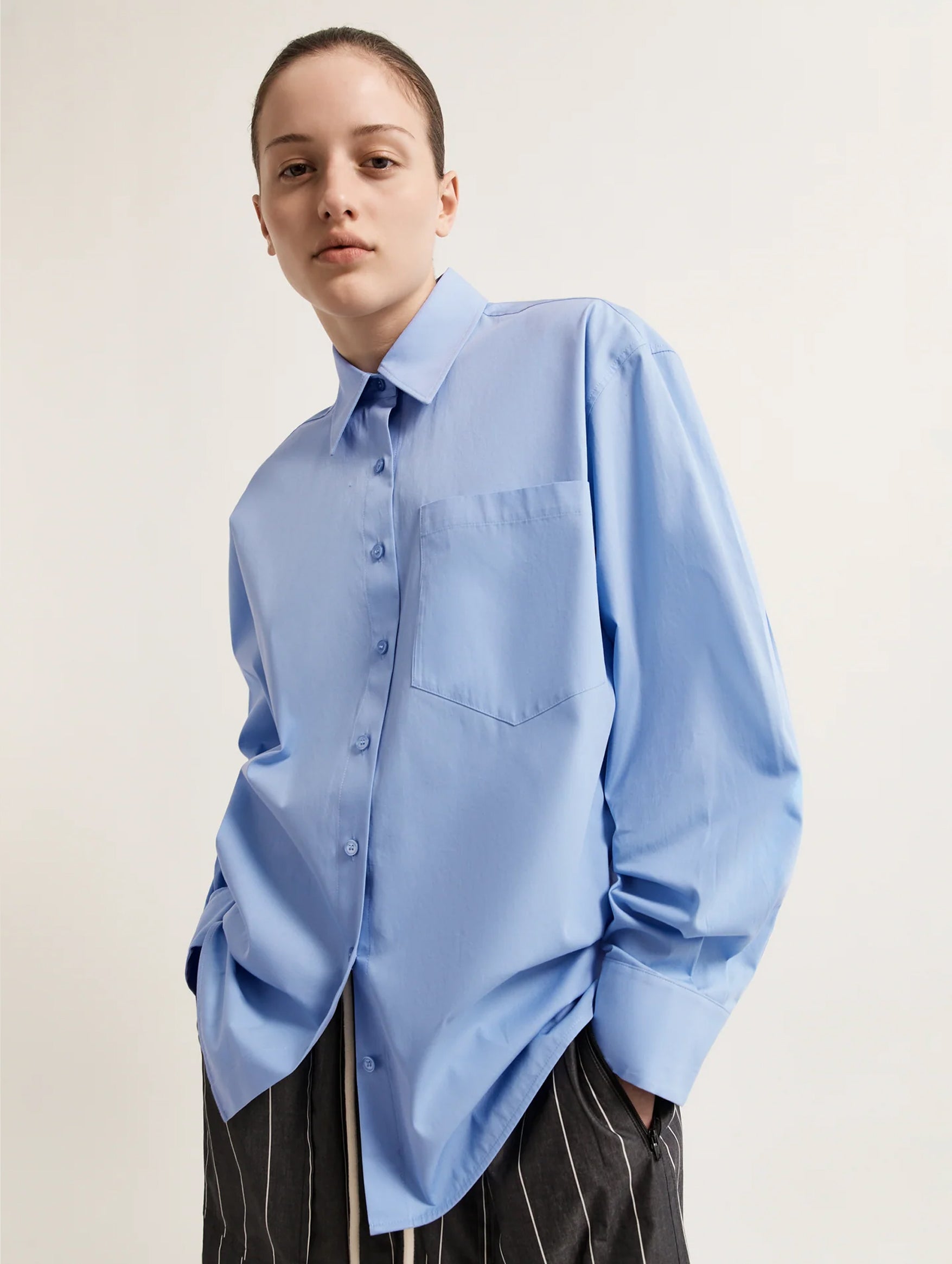 LM Embroidered Shirt in Cornflower