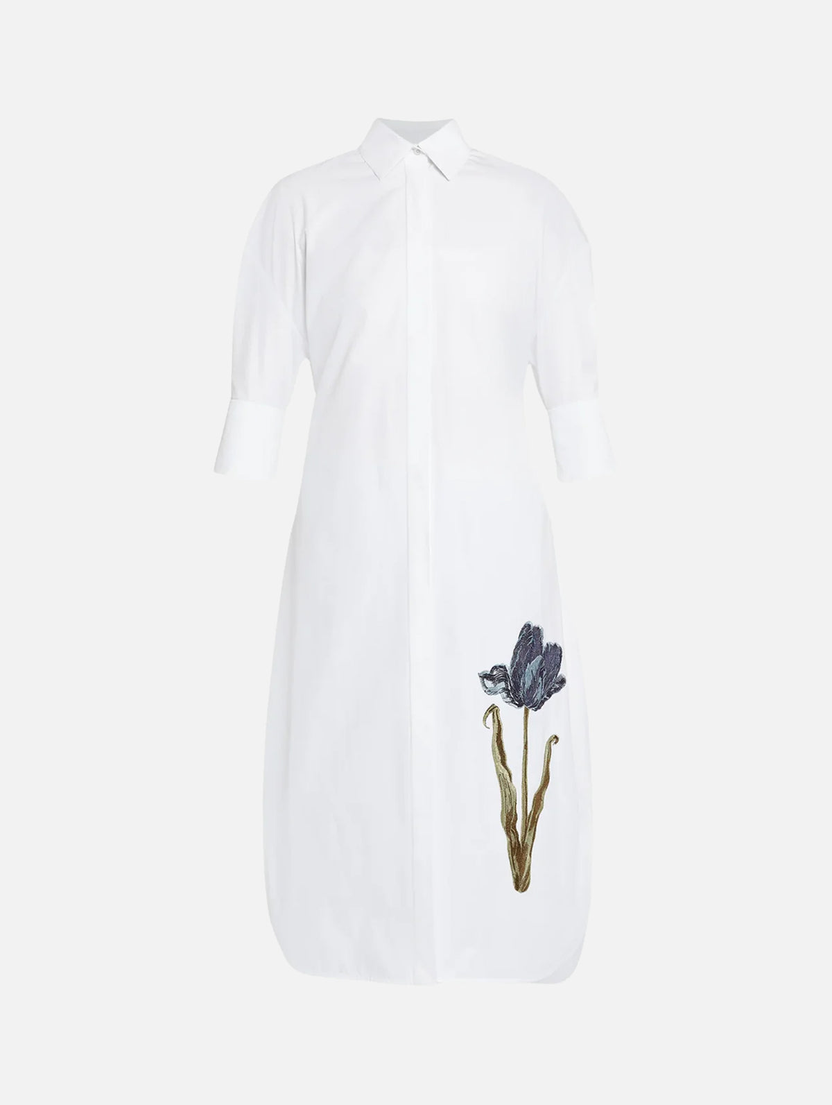 Long Sleeve Shirt Dress in White