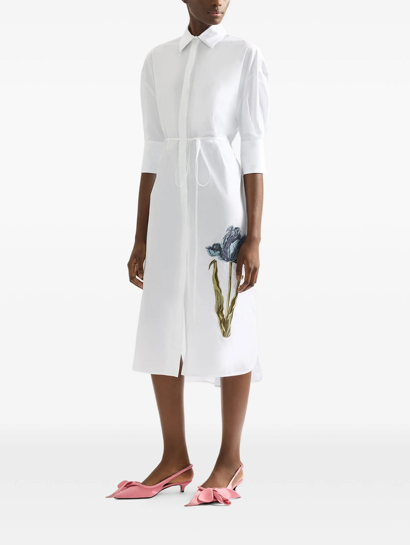 Long Sleeve Shirt Dress in White