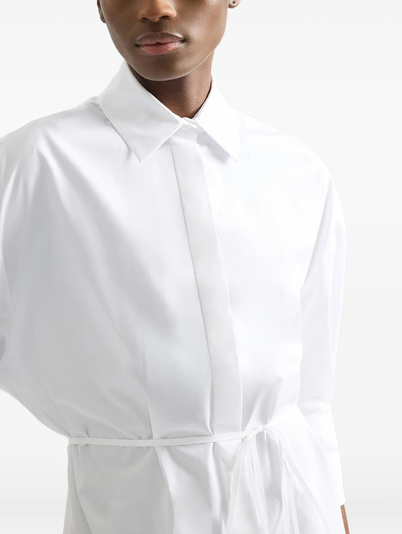 Long Sleeve Shirt Dress in White