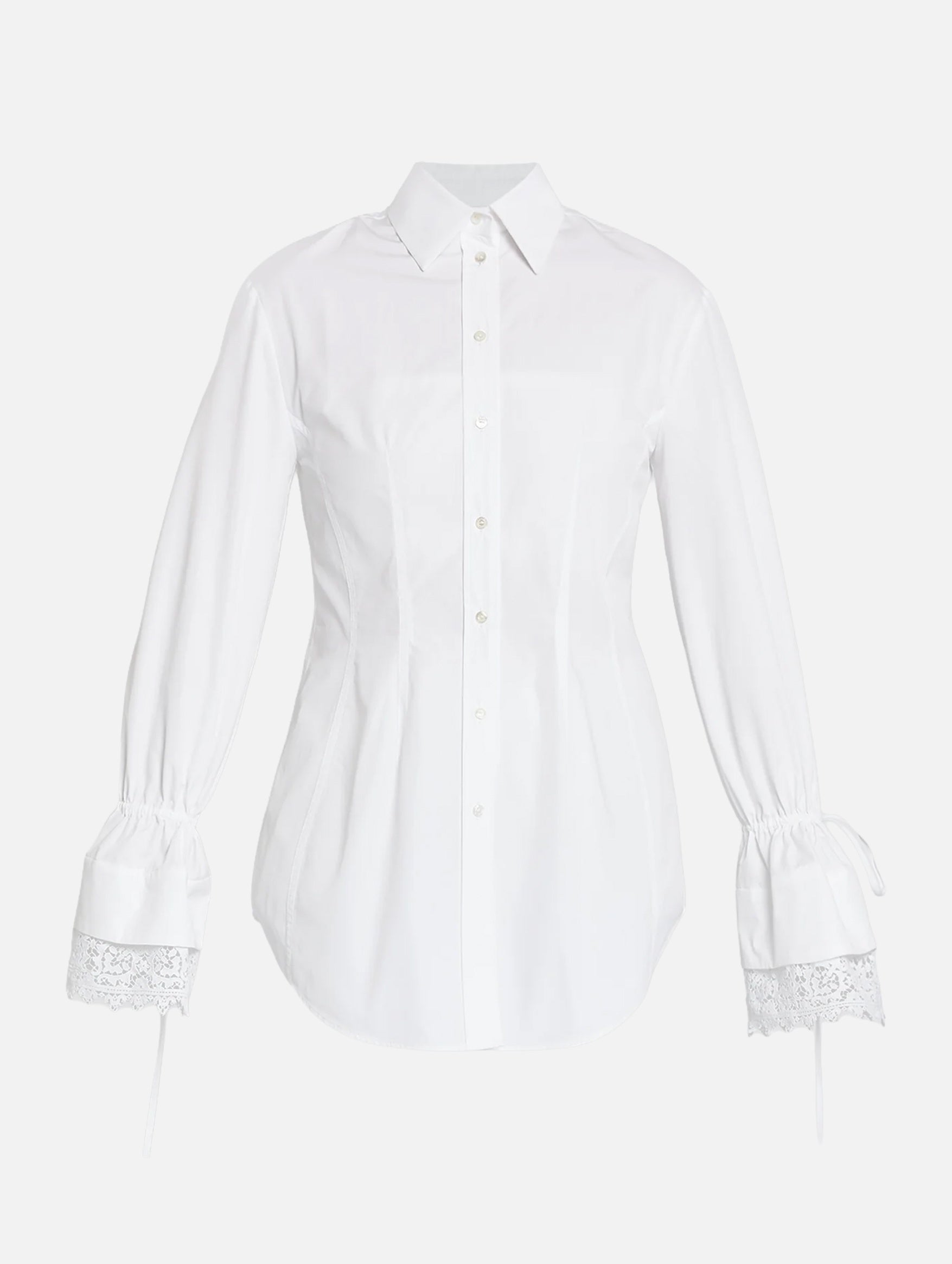 Long Sleeve Tie Detail Shirt in White