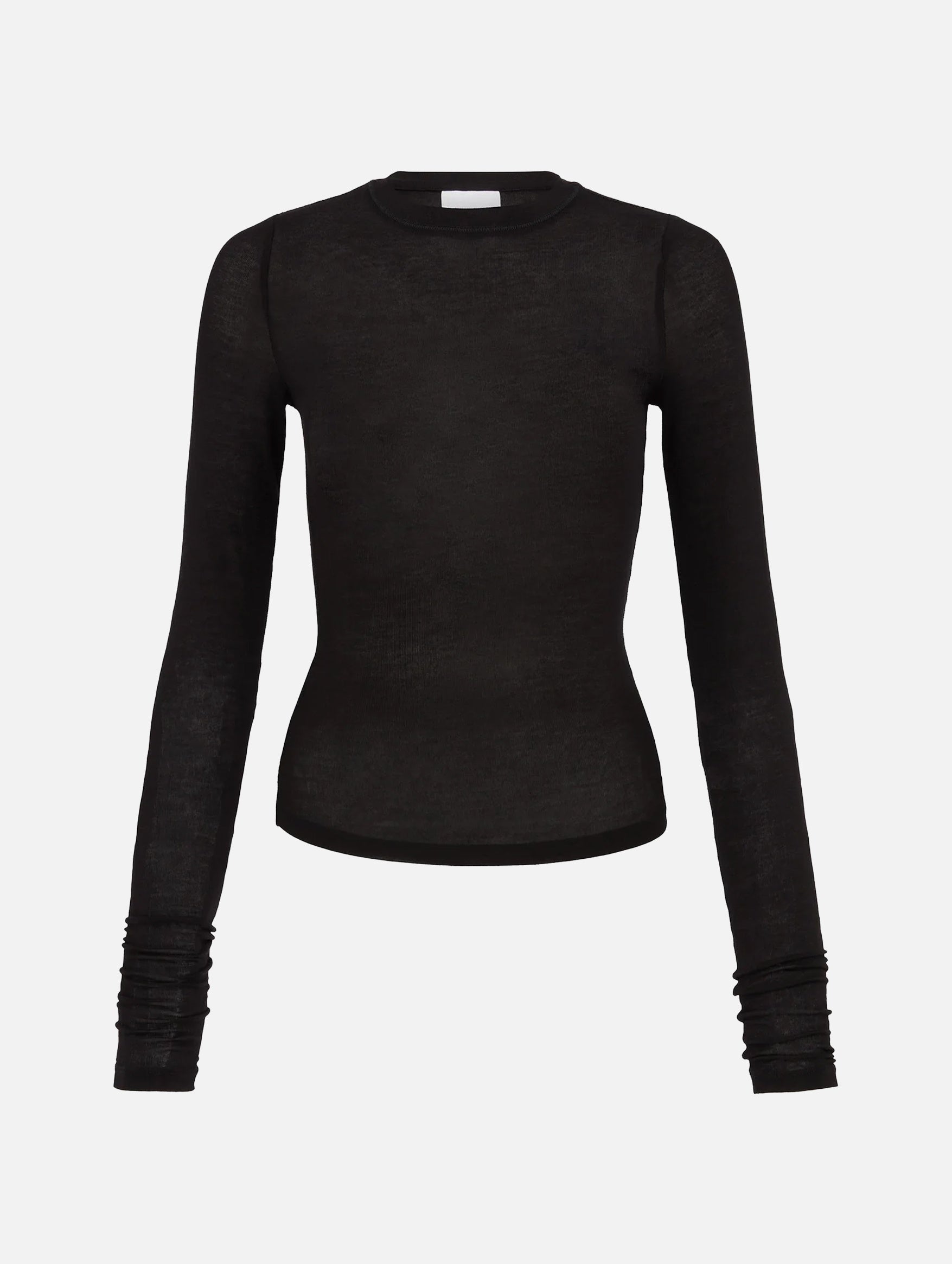 Sheer Long Sleeve Top in Black