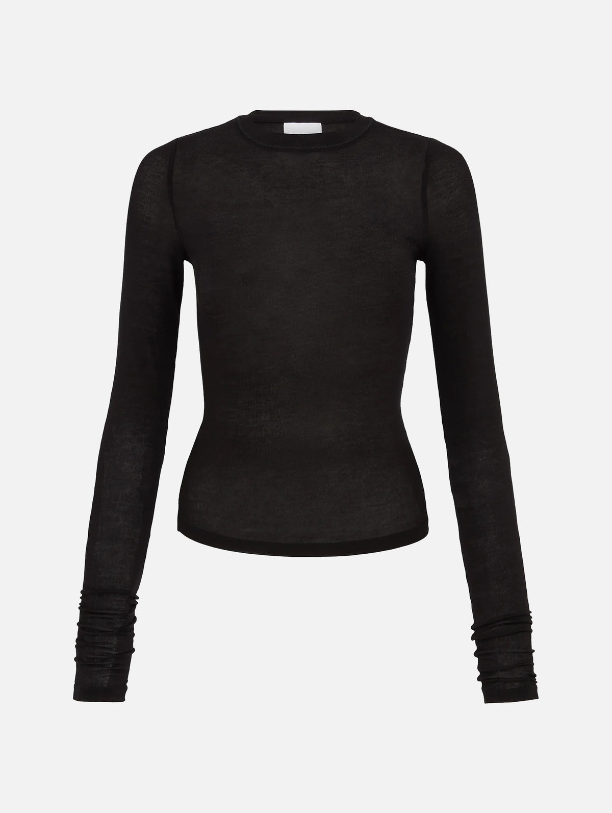 Sheer Long Sleeve Top in Black