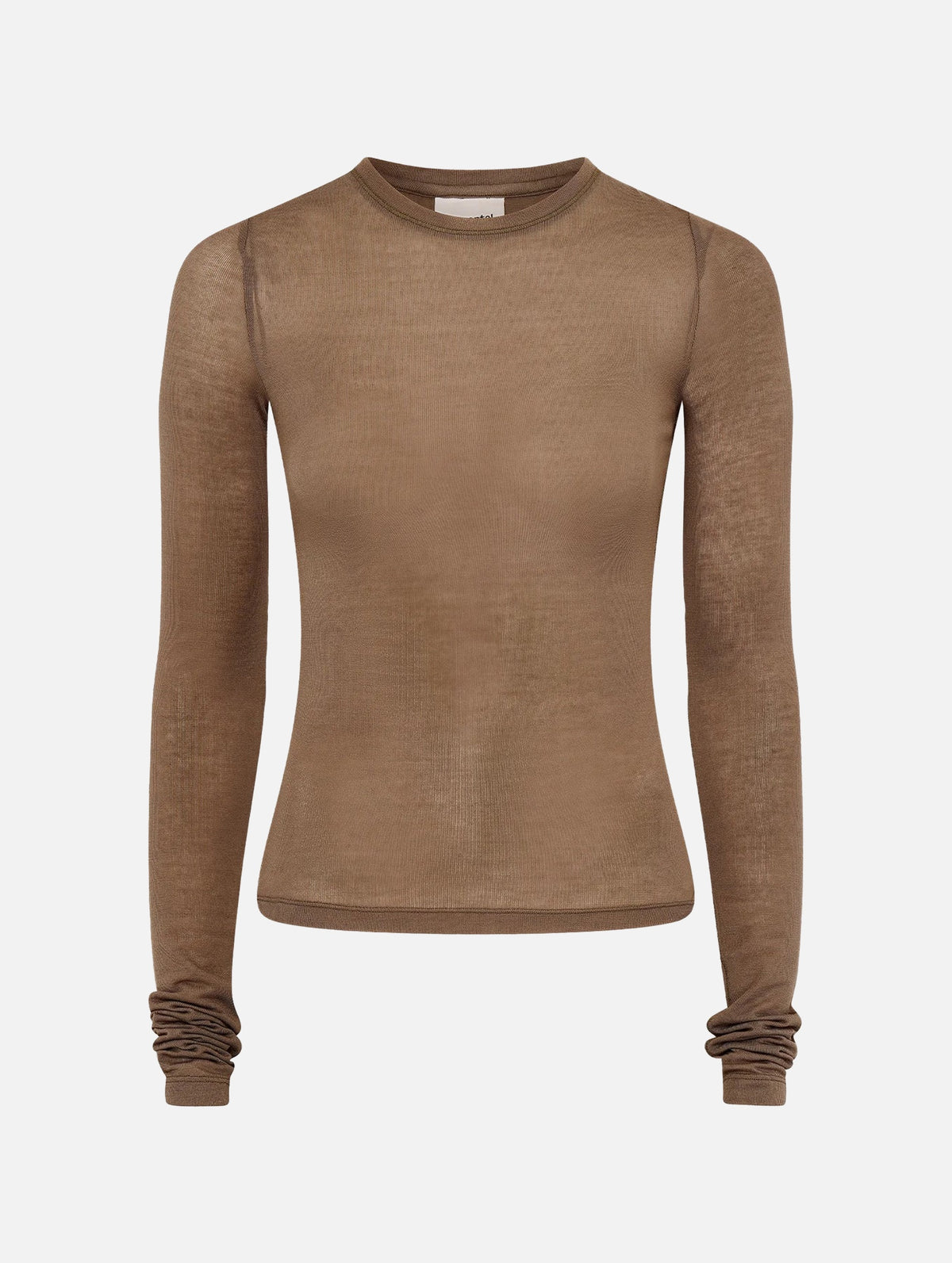 Sheer Long Sleeve Top in Clay