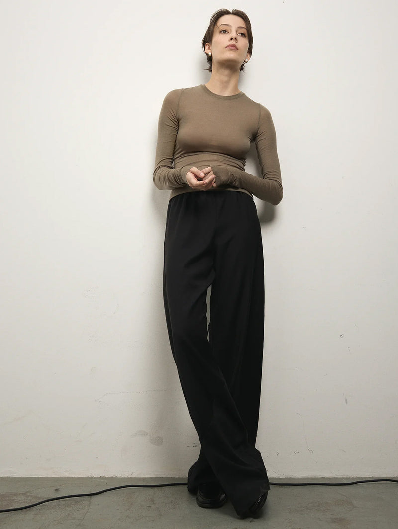 Sheer Long Sleeve Top in Clay