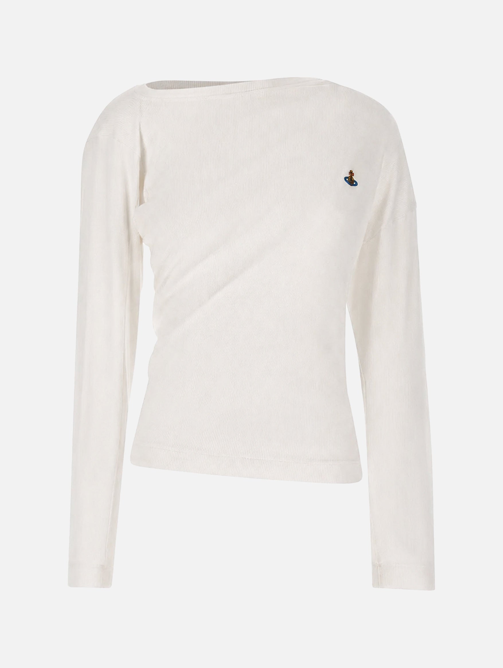 Long Sleeve Hebo Top in White Jersey