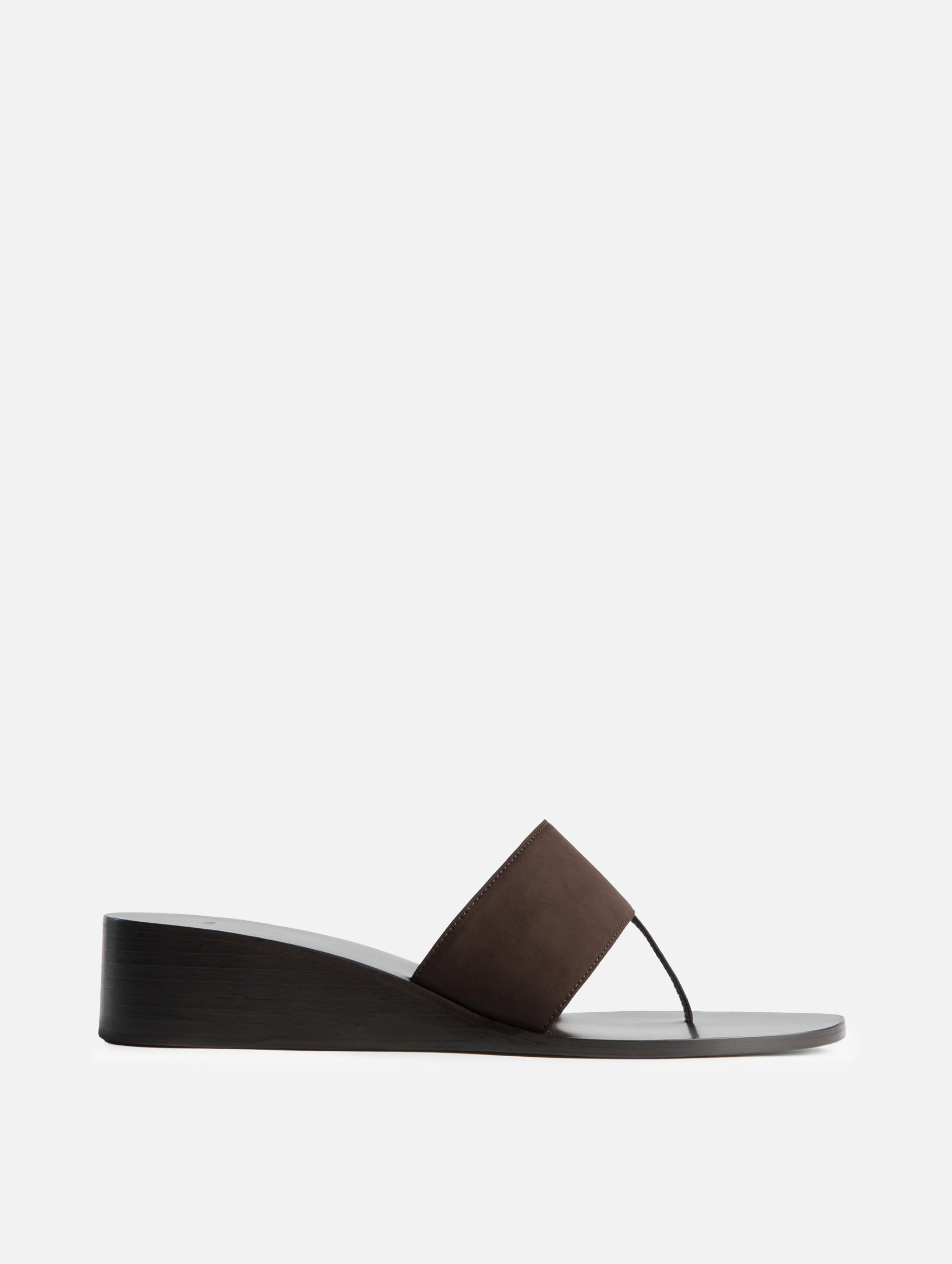 Lucille Wedge Sandal in Brown Nubuck Leather