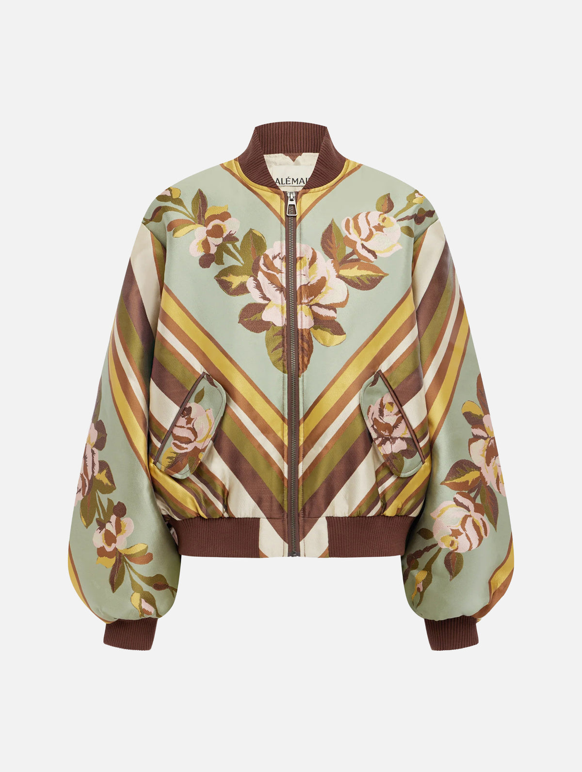 La Rosa Jacquard Bomber Jacket in Rose Multi