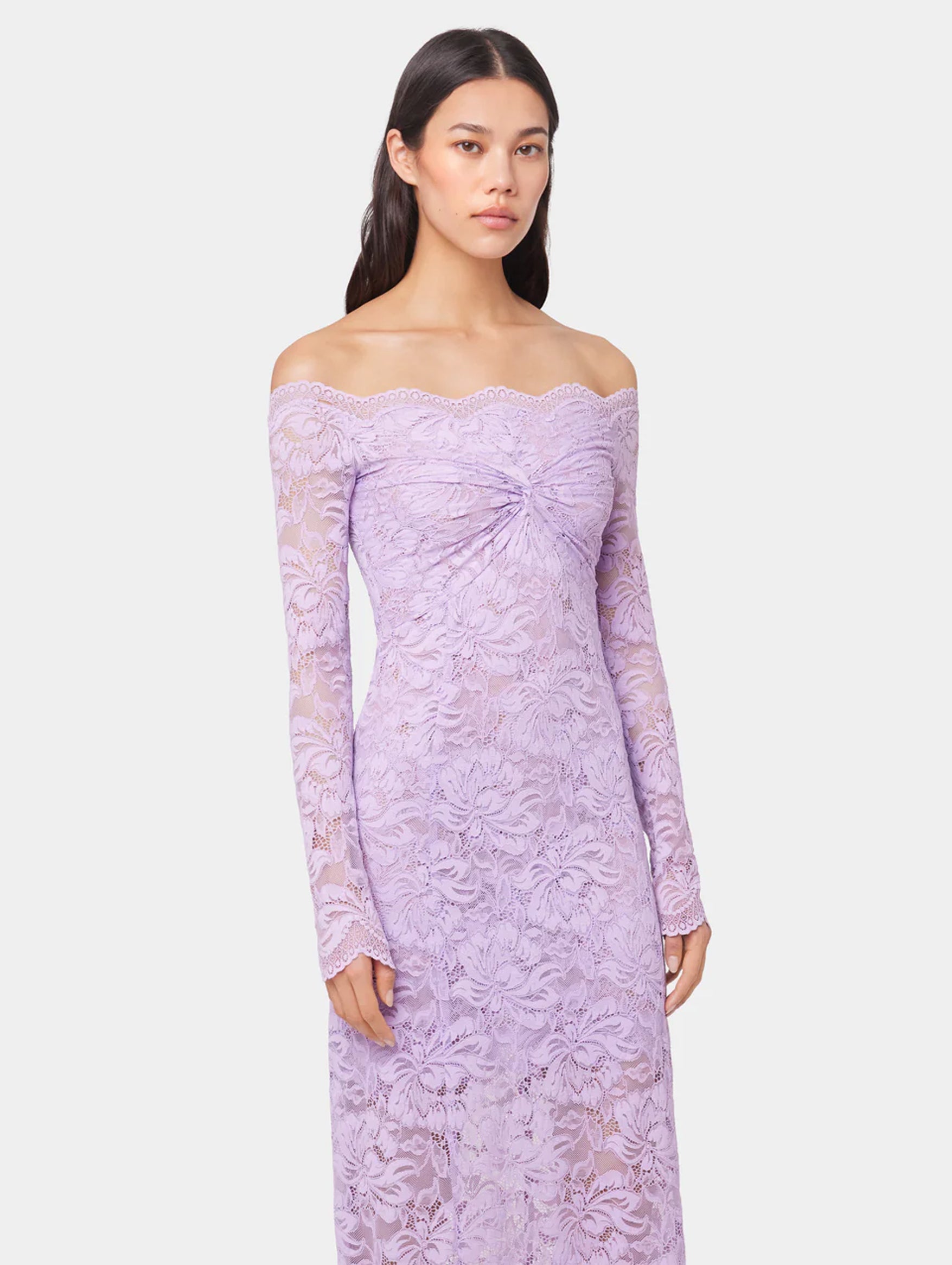 Off Shoulder Lace Dress in Lavender