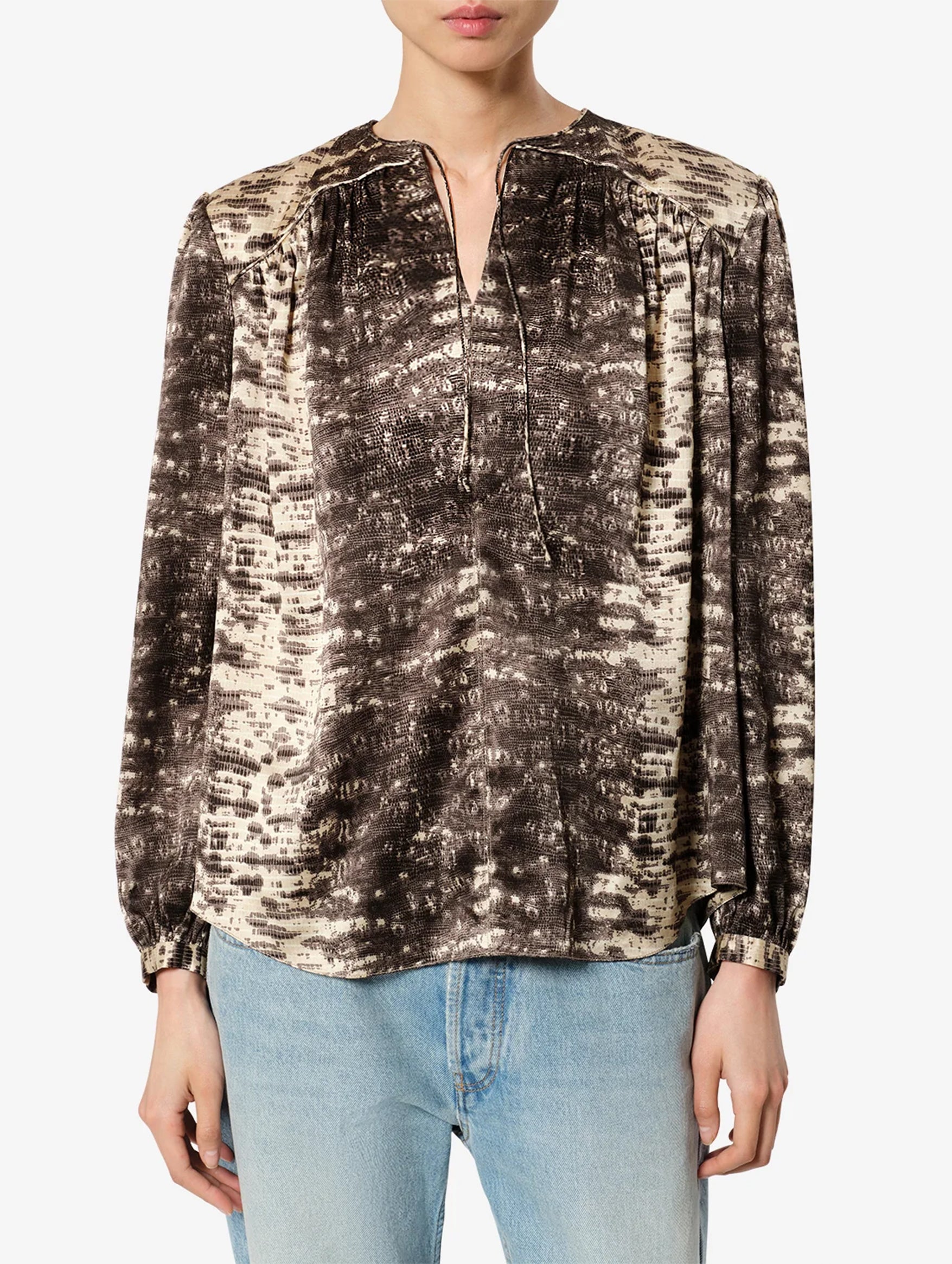 Laraya Silk Top in Beige
