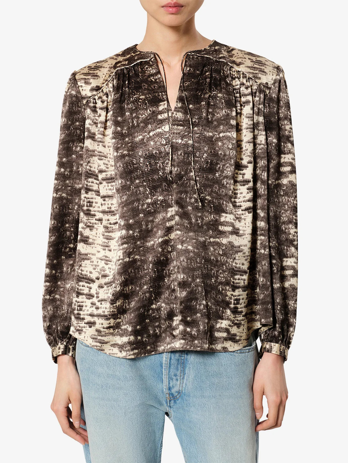 Laraya Silk Top in Beige