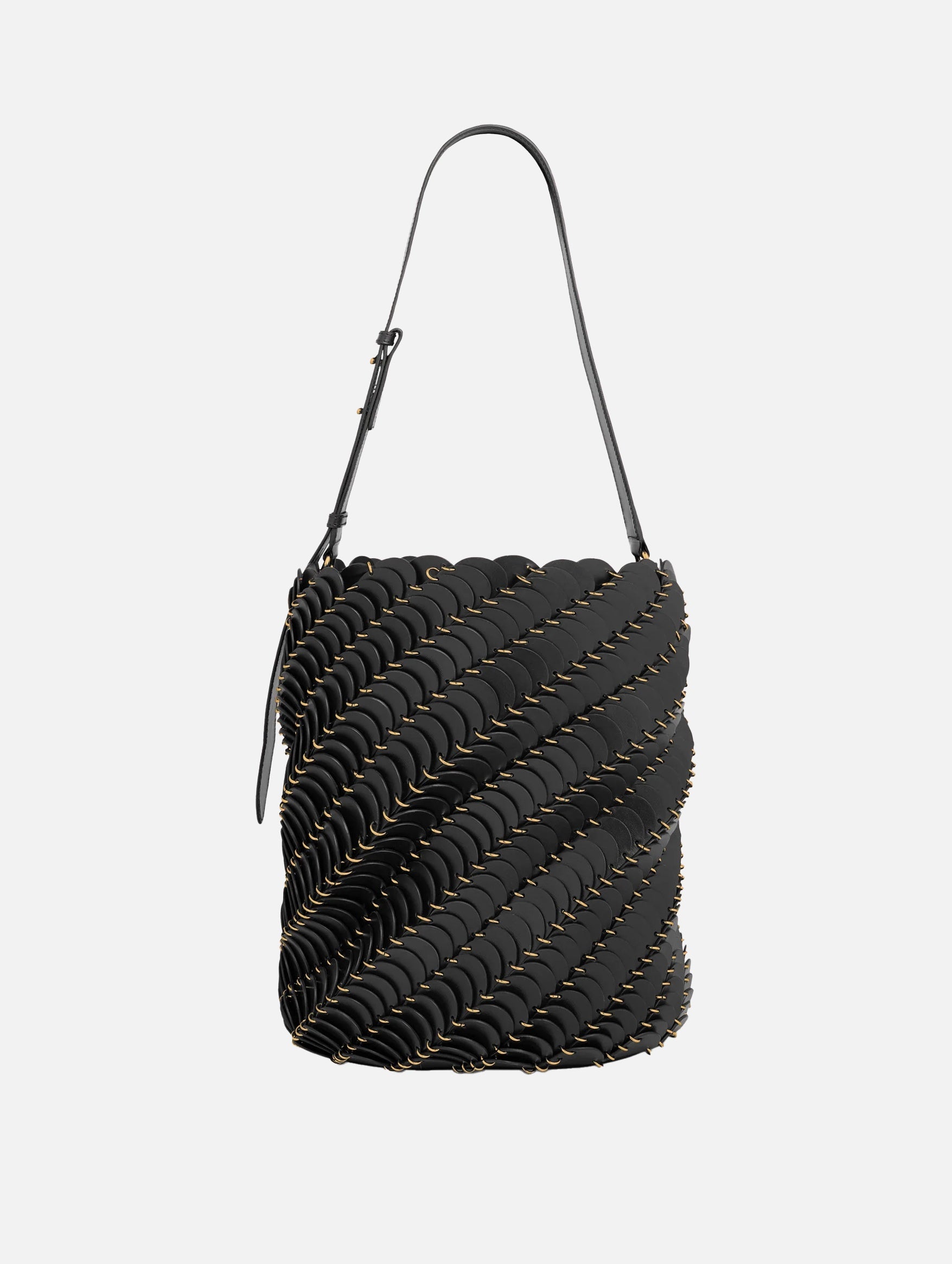 Paco Large Leather Bucket Bag in Black