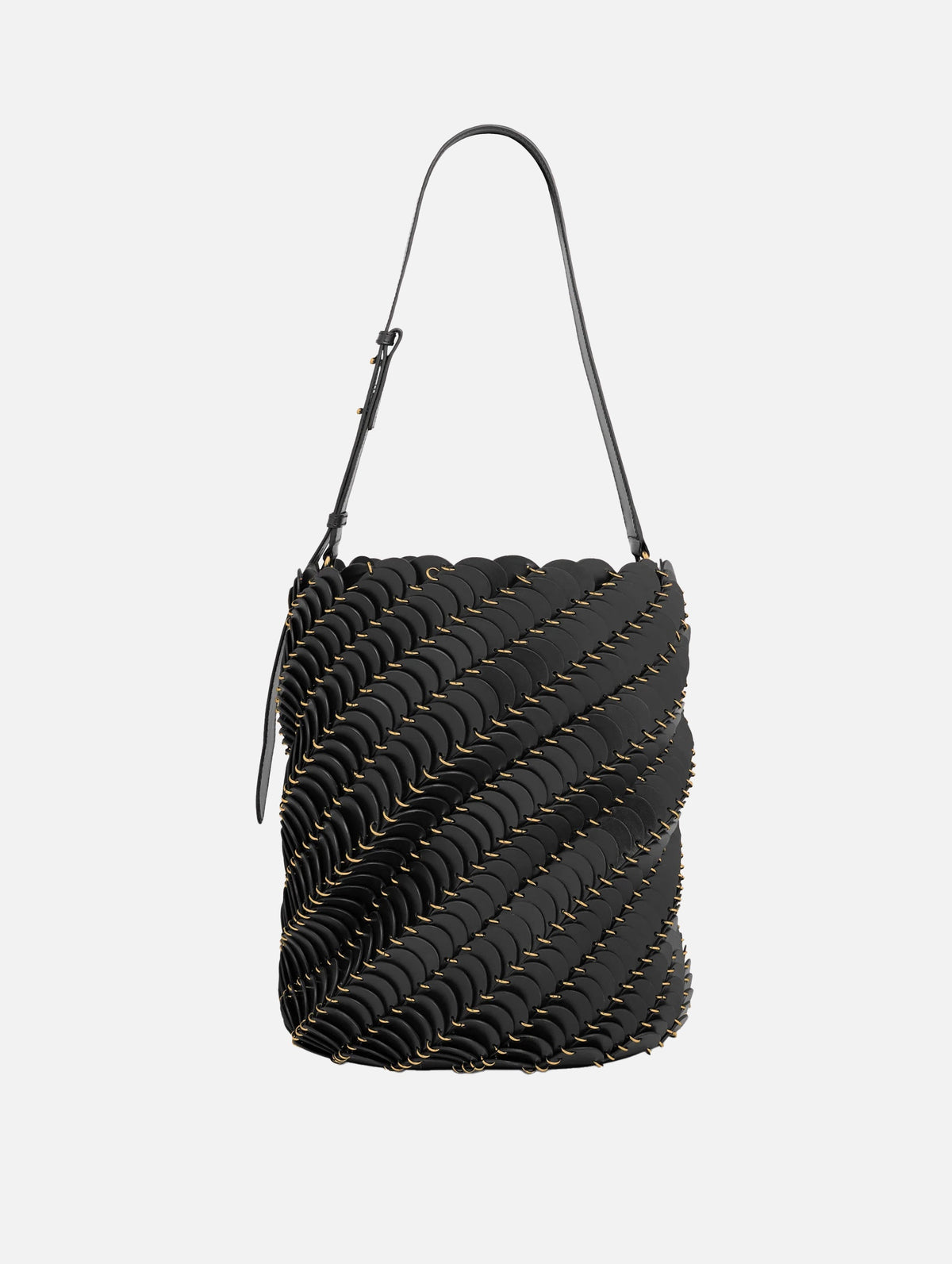 Paco Large Leather Bucket Bag in Black