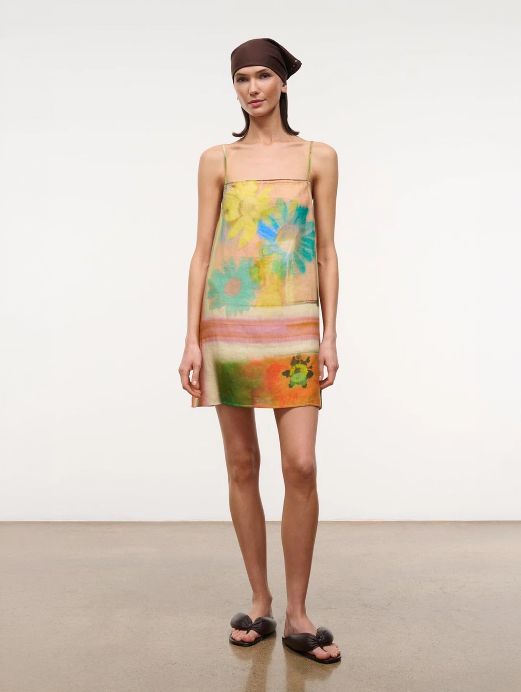 Laura Linen Dress in Superbloom Scarf