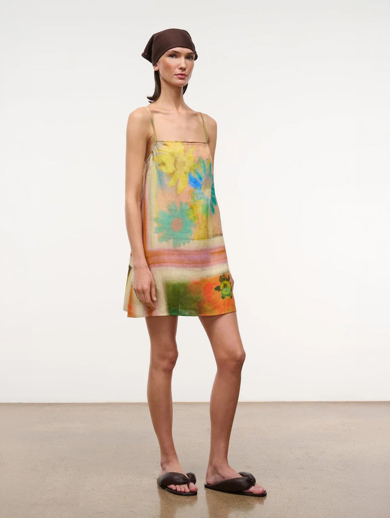 Laura Linen Dress in Superbloom Scarf