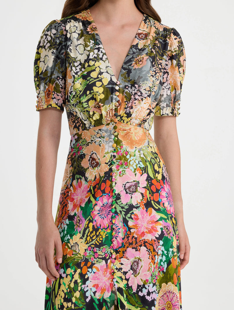 Lea Long Dress in Aster Garden