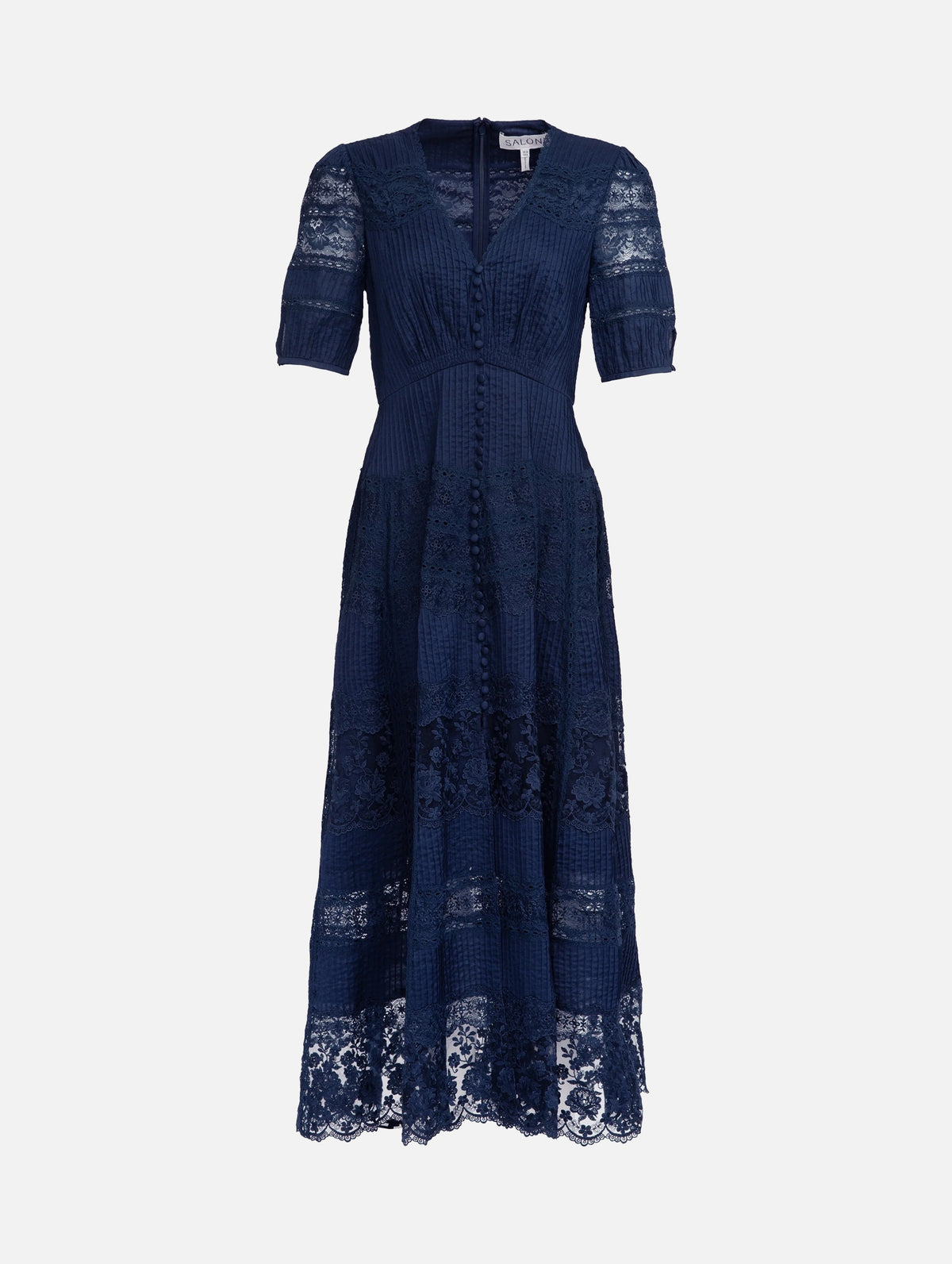 Lea Long Lace Dress in Navy