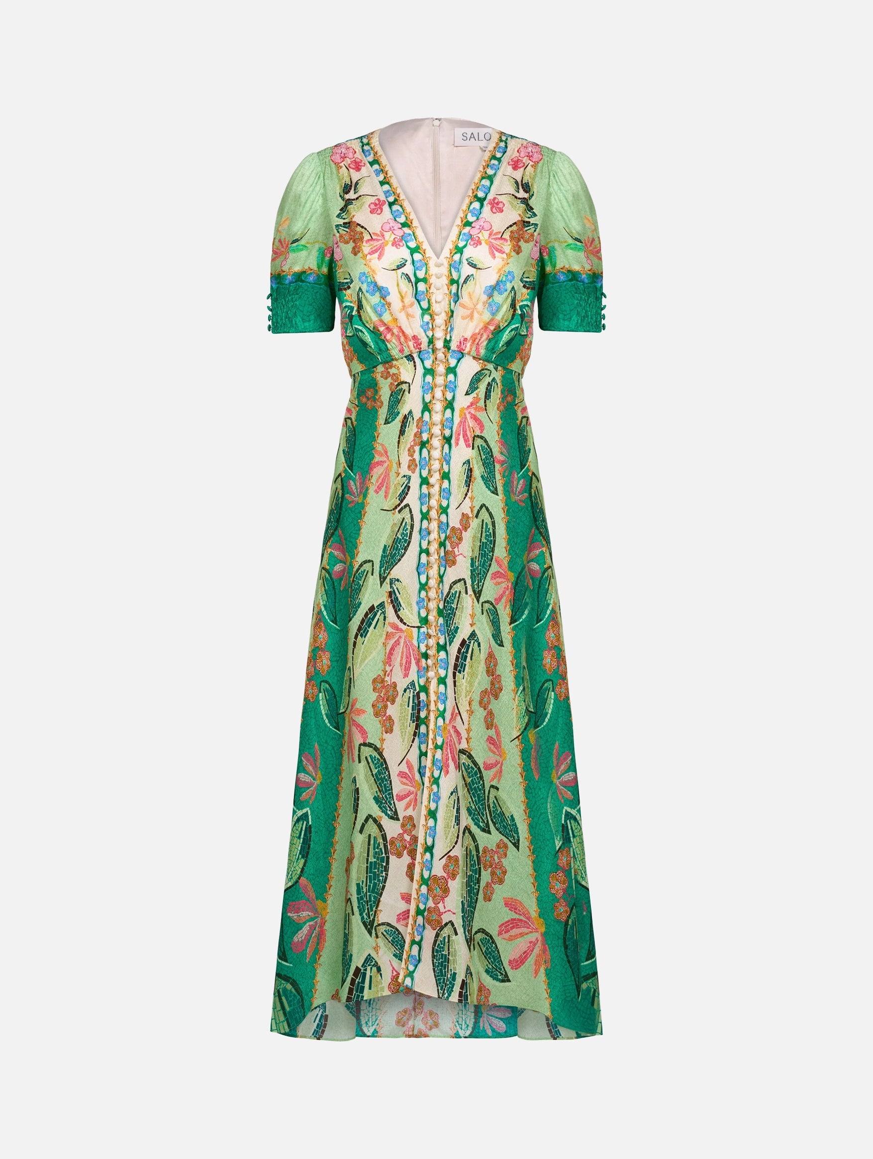 Lea Long Dress in Terrazzo Jade