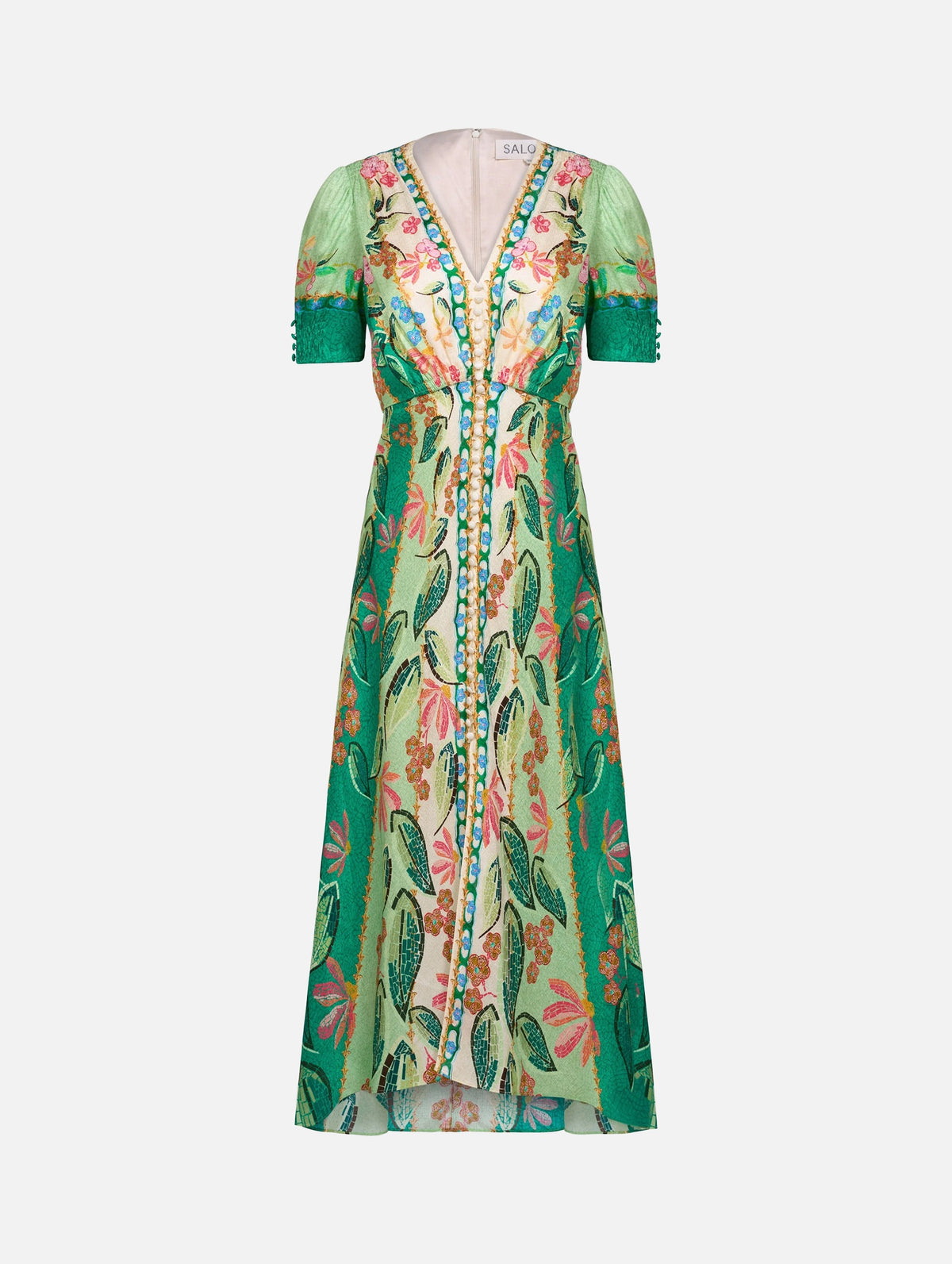 Lea Long Dress in Terrazzo Jade