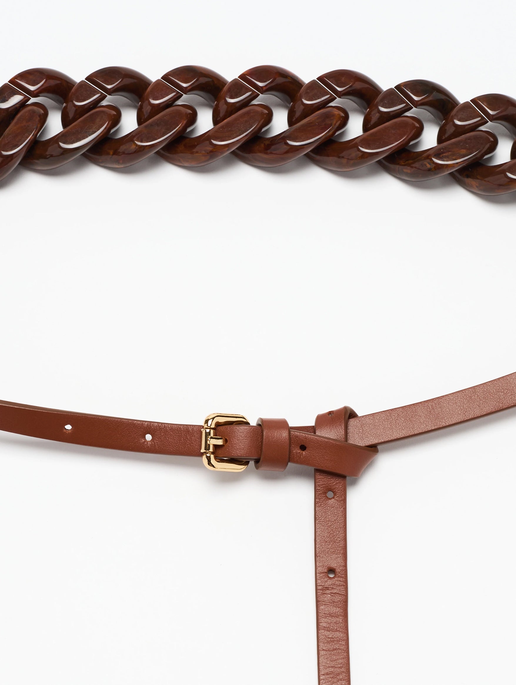 Leather Belt Marbled Chain in Toasted