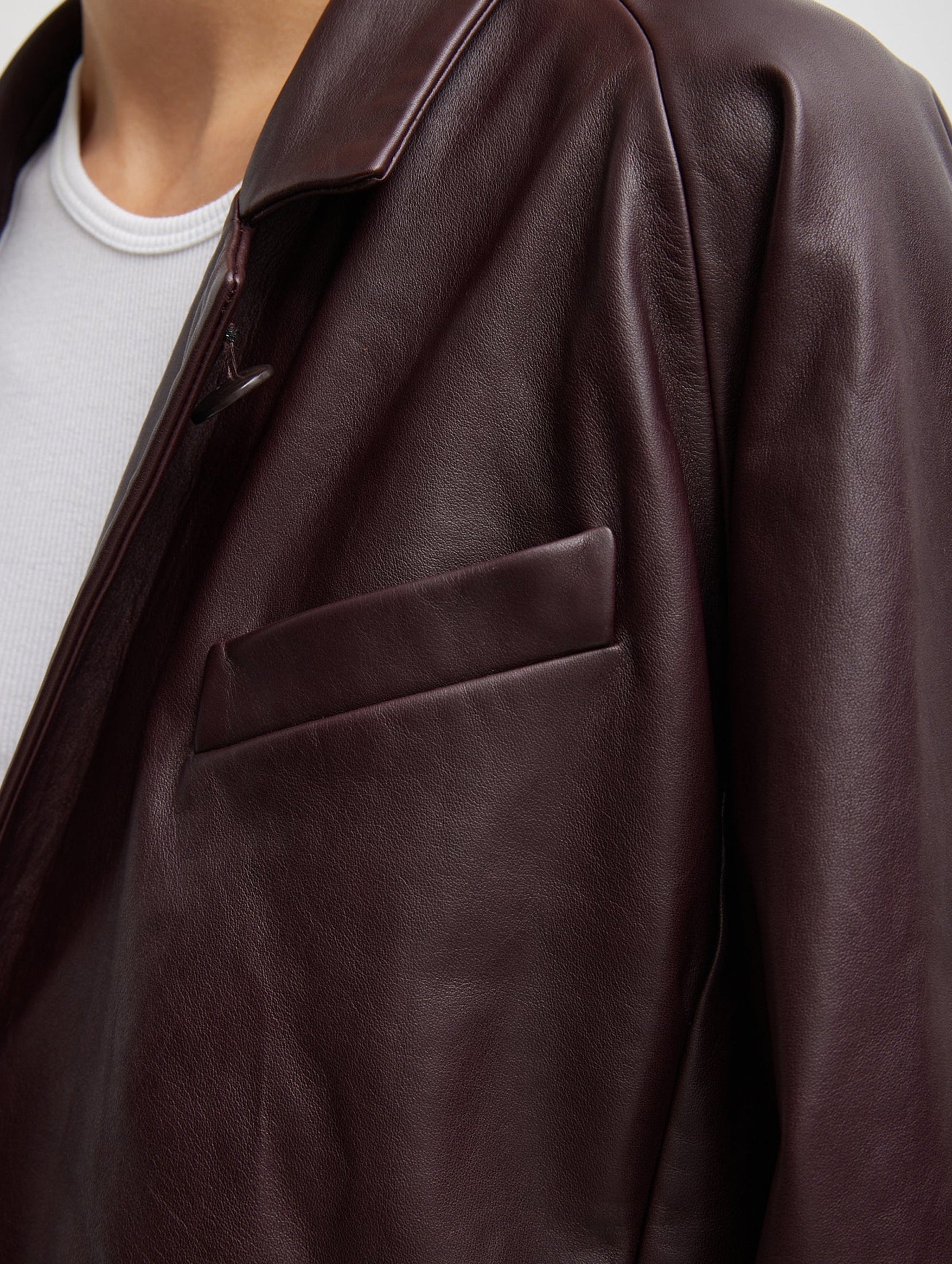 Leather Raglan Sleeve Blazer in Brown