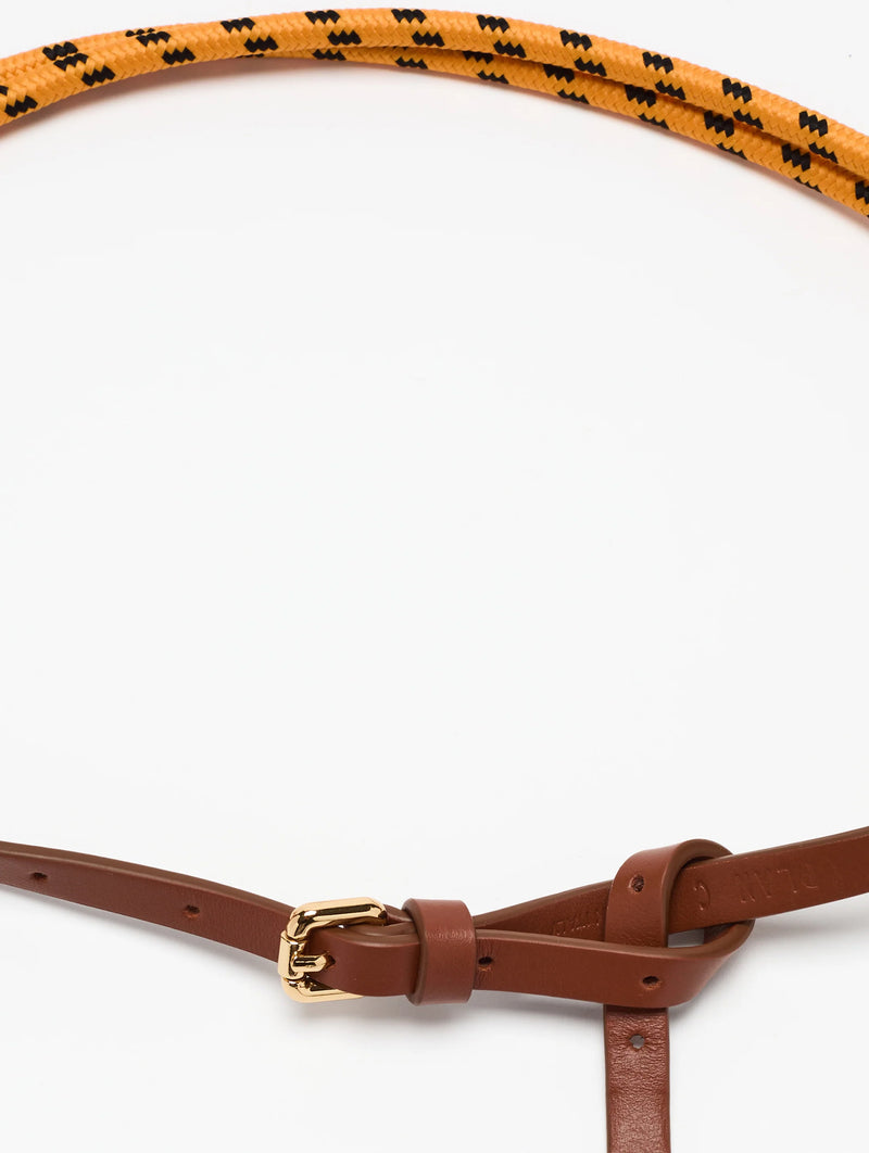 Leather and Rope Belt in Orange/Black