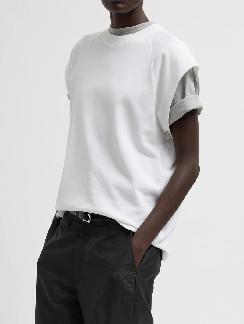 Light Weight Sweatshirting Sleeveless Easy Top in White
