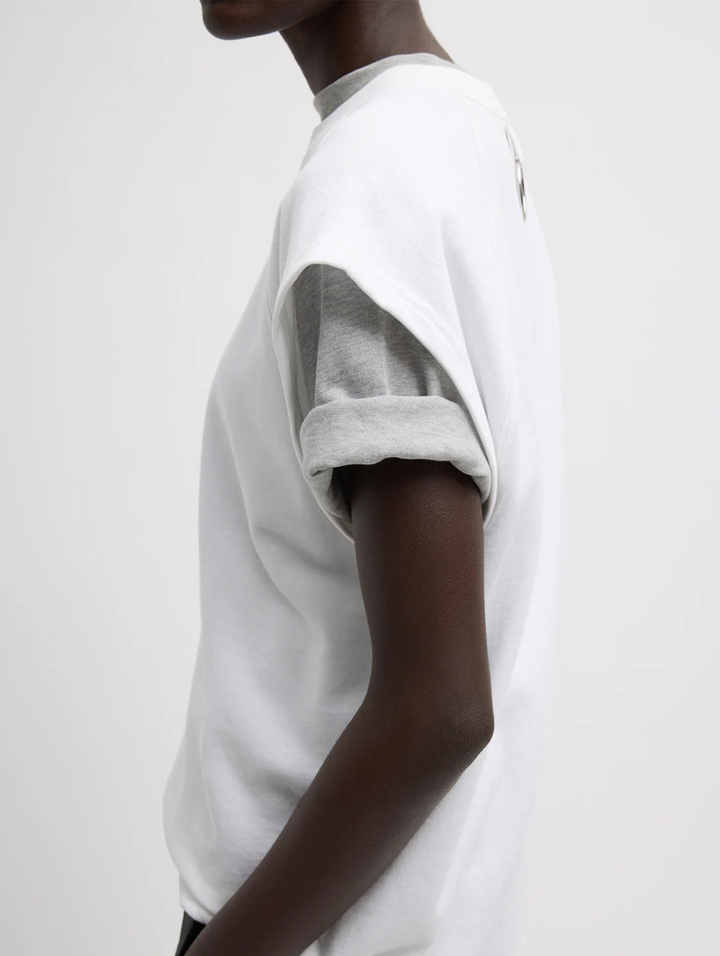 Light Weight Sweatshirting Sleeveless Easy Top in White