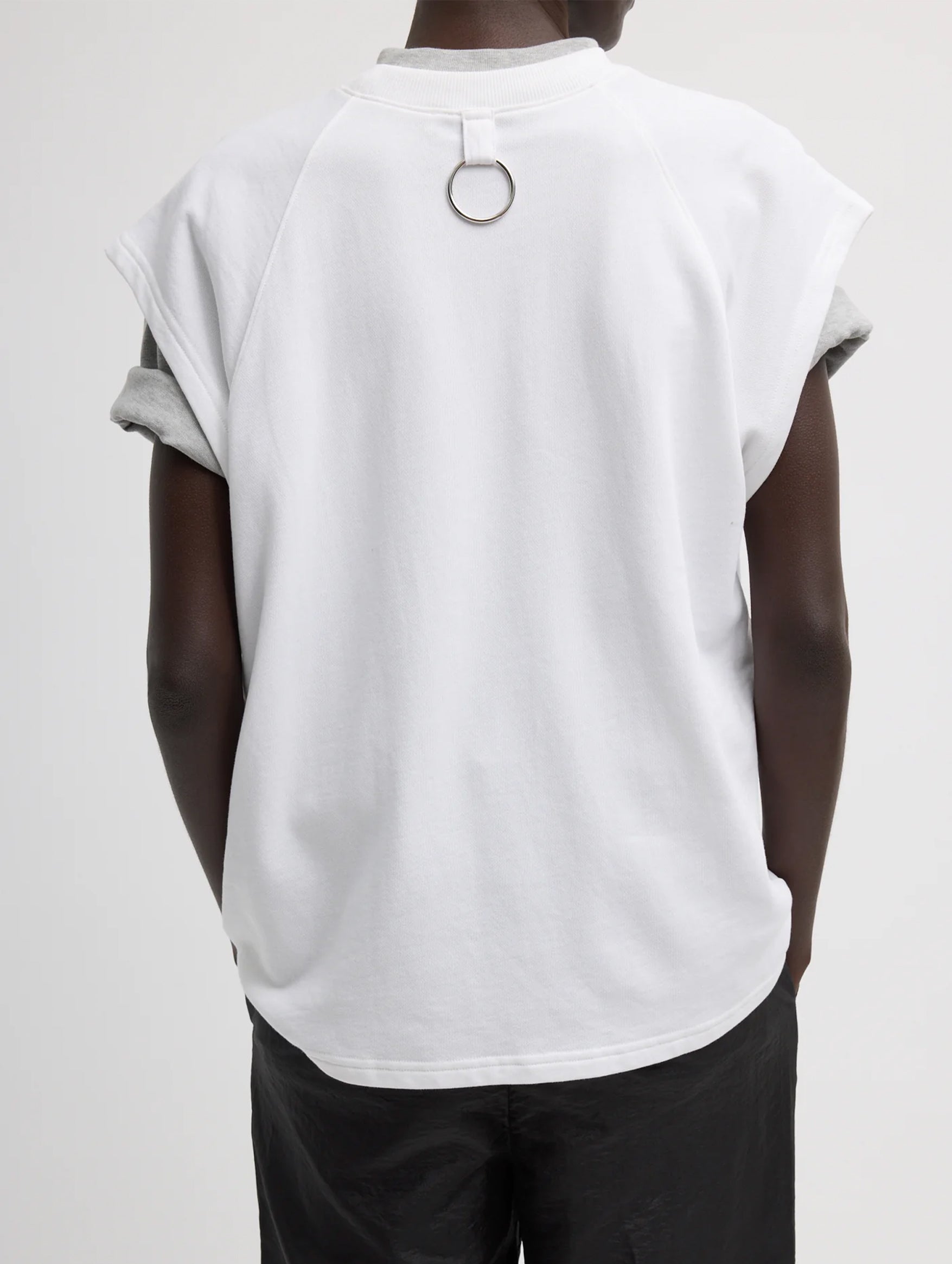 Light Weight Sweatshirting Sleeveless Easy Top in White
