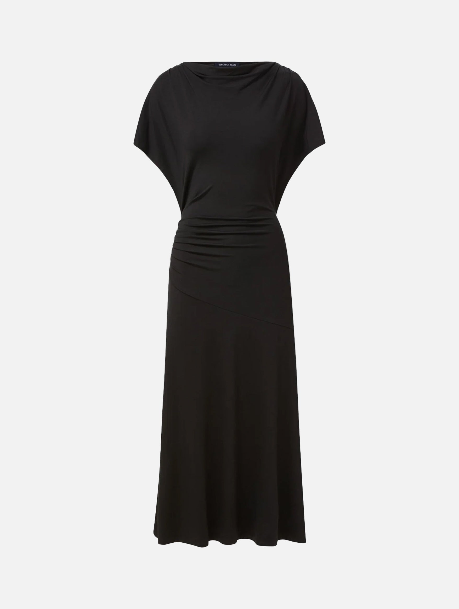 Lila Ruched Midi Dress in Black